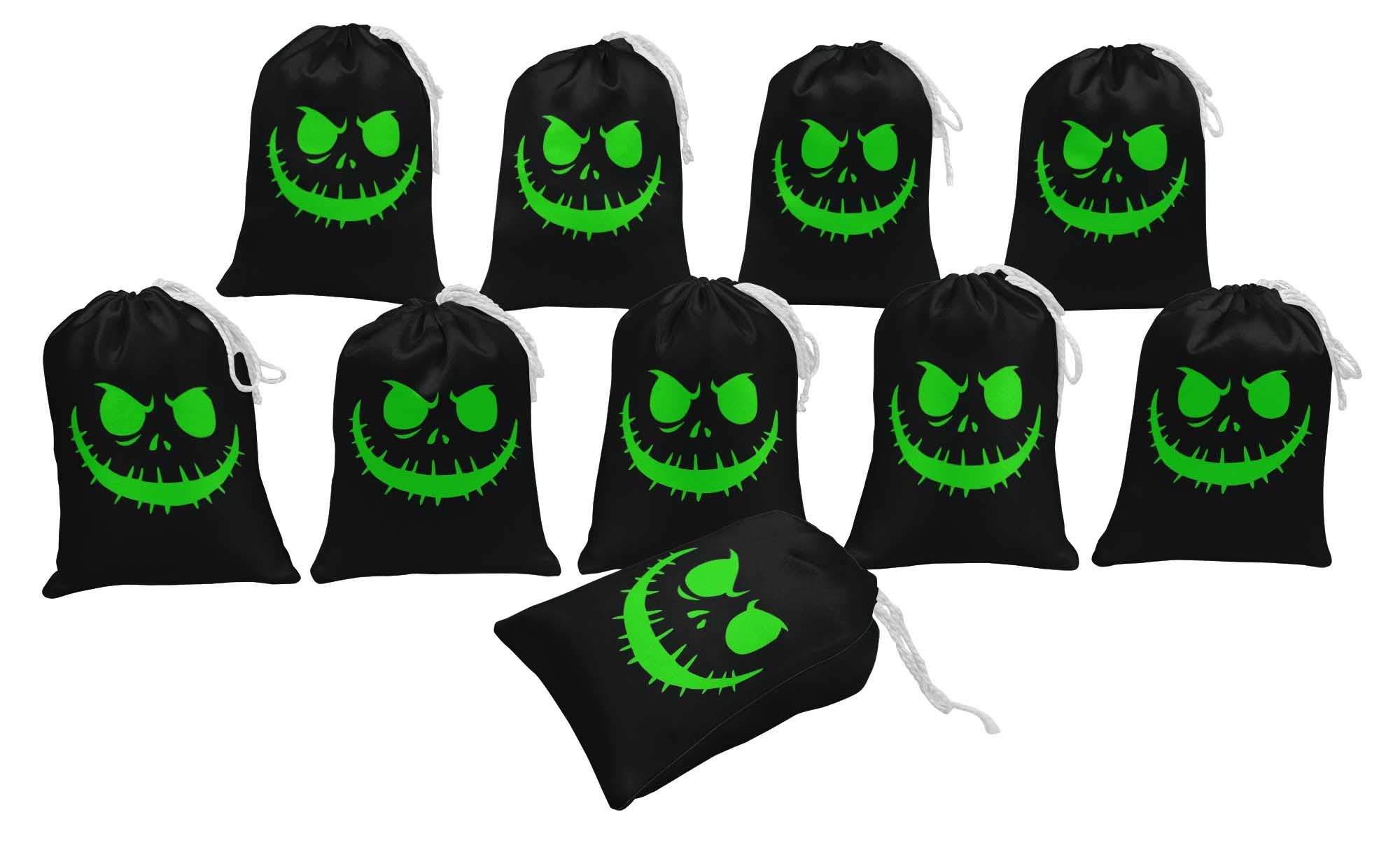 15 Pack Black Carved Angry Face Halloween Party Favor Bags - Spooky Trick or Treat Gift Pouches for Halloween Decorations, Party Supplies & Favor Bags
