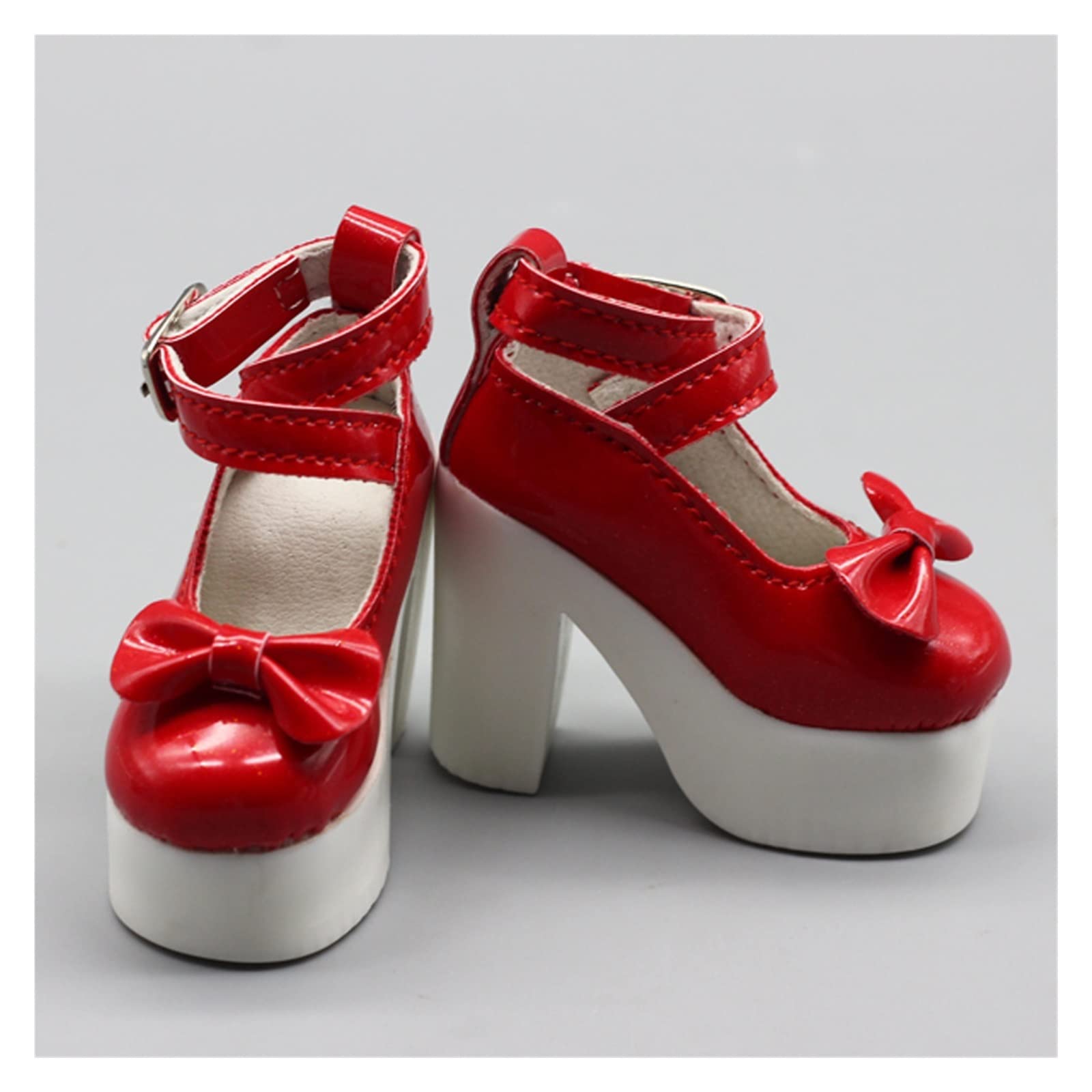 NINA NUGROHO 1/3 BJD Doll High Heel Shoes - Pink, Black & White Leather Mini Shoes for Doll Dress Up, DIY & Dollhouse Styling (7.8cm Length) | Perfect for BJD Fashion, Photoshoots & Collectible Displays