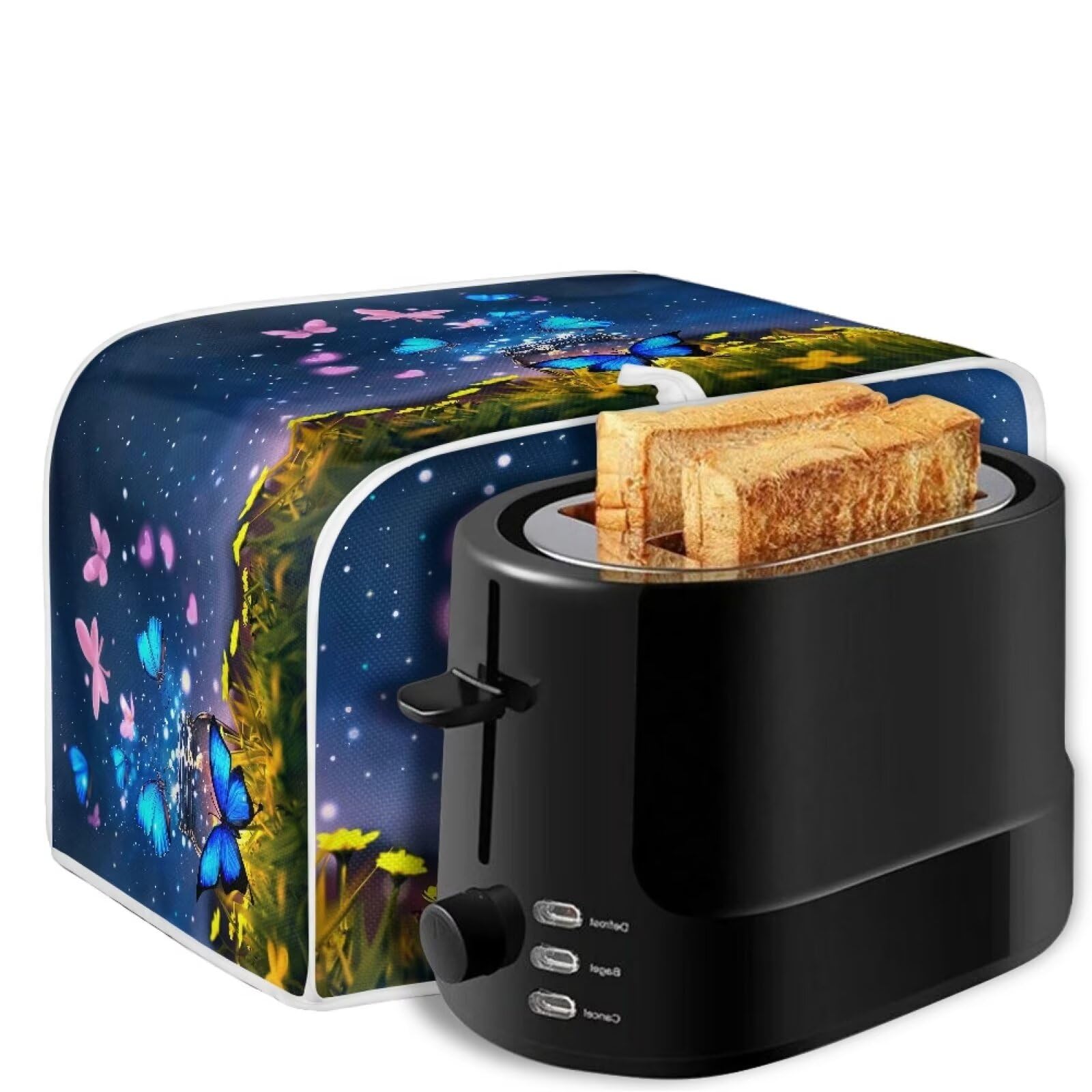 Butterfly Heart Flower Print Toaster Cover - 4 Slice Dust Protection Washable Kitchen Appliance Cover with Handle for Toaster Oven & Bread Maker | Perfect for Home, Kitchen, Breakfast & Dining Room Decor