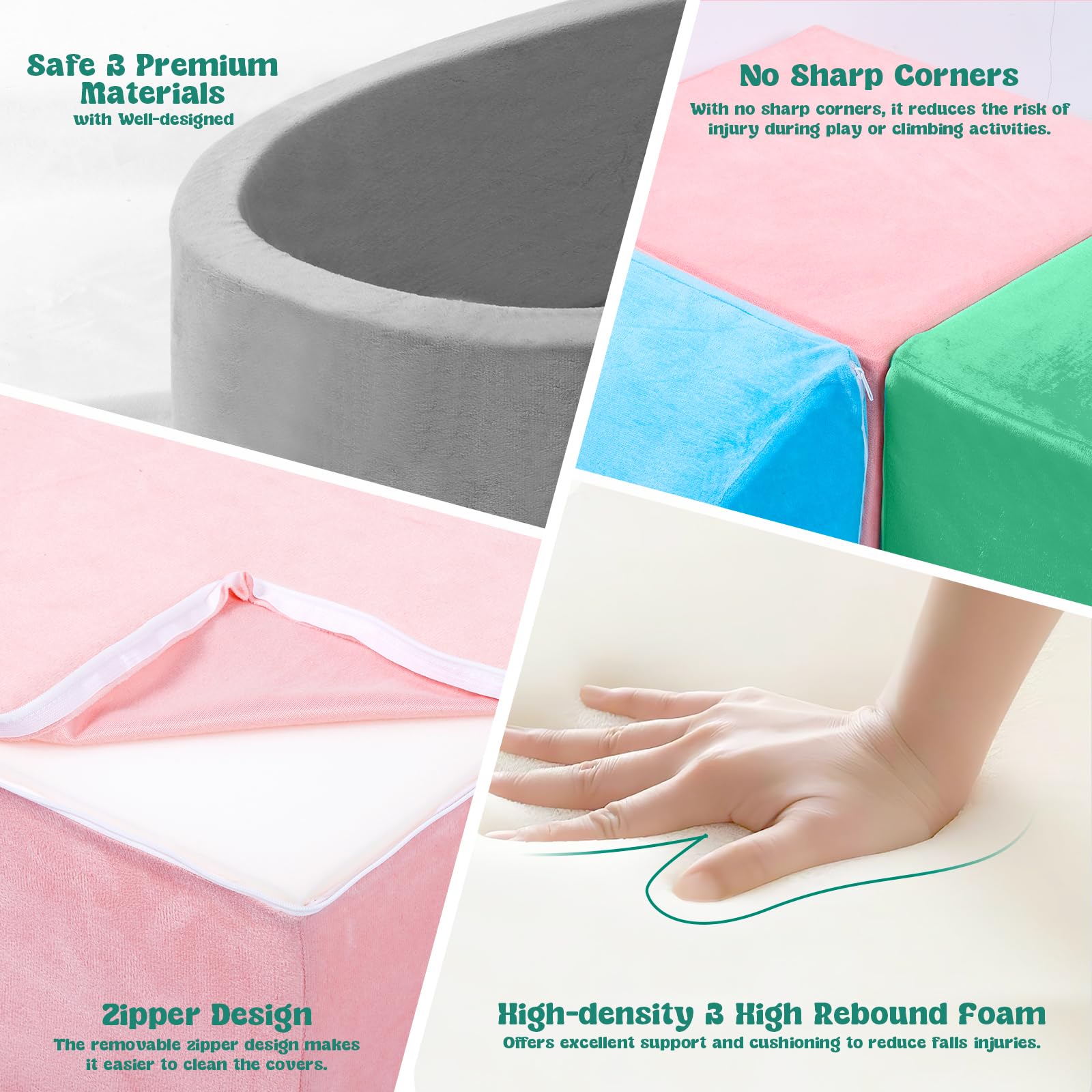 Best Foam Climbing Blocks for Toddlers 1-3 Years - 5-Piece Soft Play Set with Ball Pit (Balls Not Included) - Indoor Climbing & Crawling Activity Toys - Perfect Birthday Gift for Boys & Girls - Great for Playrooms, Daycares and Home Play Areas