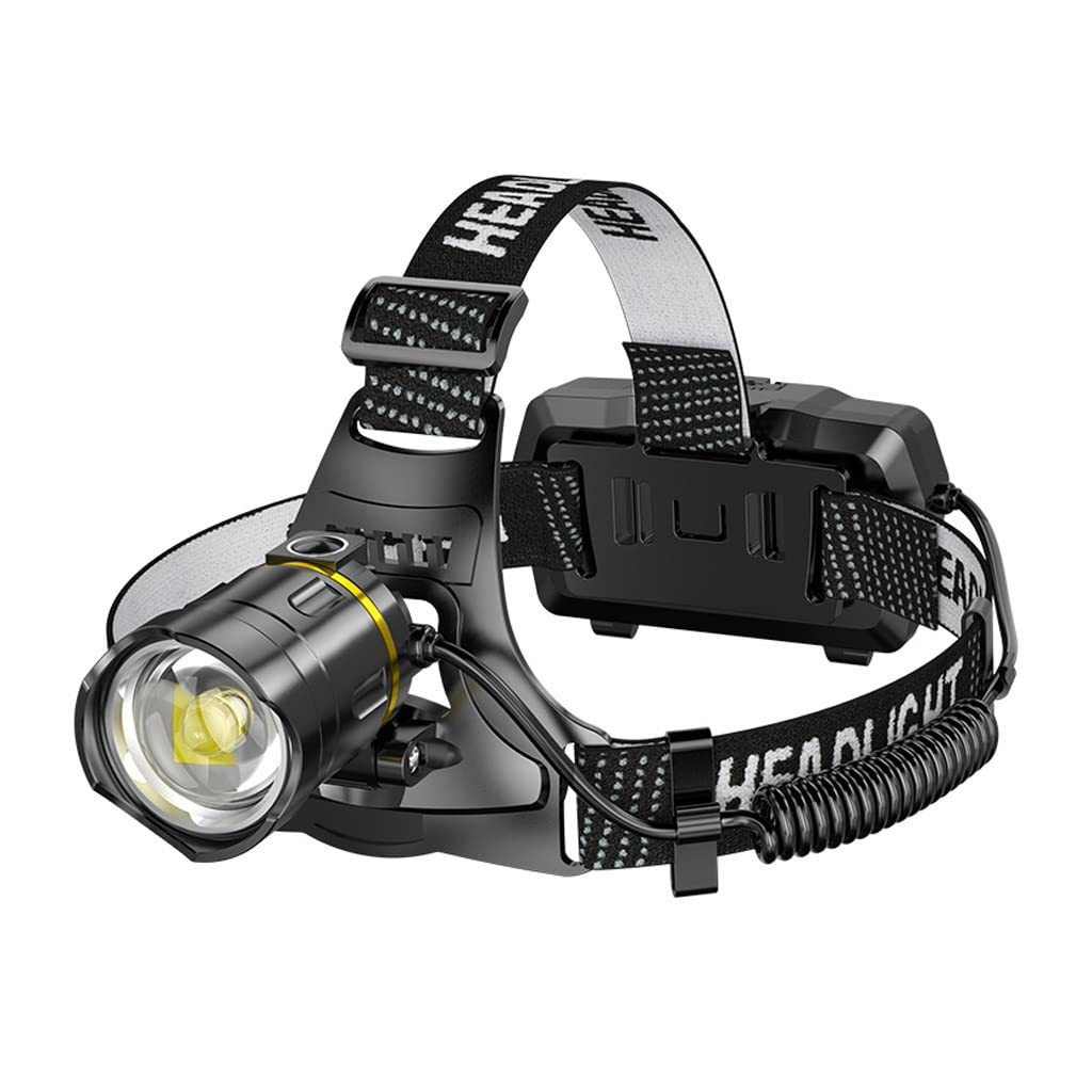 TONPOP Rechargeable LED Headlamp - 1000 Lumen Bright Headlight for Outdoor Activities, Night Fishing, Camping, Hiking & Mining - Waterproof Head Mounted Flashlight with Long Battery Life (Black)