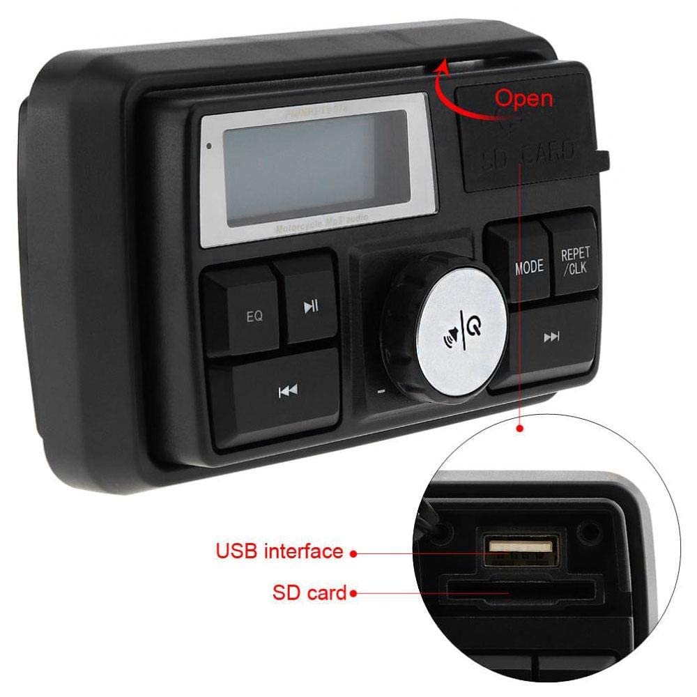 12V Waterproof Bluetooth Speaker with FM Radio - 3 inch Motorcycle ATV UTV Golf Cart Stereo System, Anti-Theft Design, USB/TF Card Support (Blue) - Perfect for Outdoor Adventures, Road Trips & Off-Road Vehicles