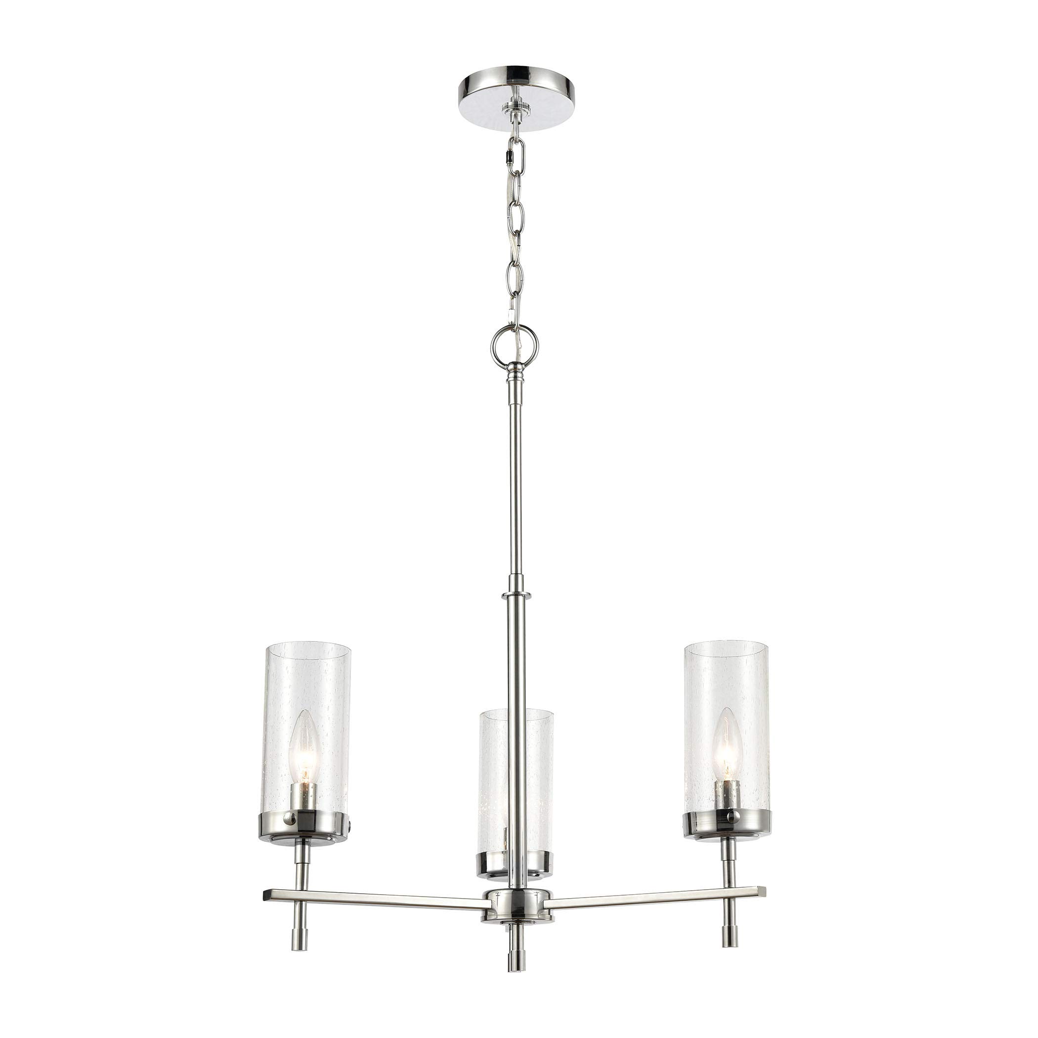 Melinda 3-Light Chandelier in Polished Chrome with Seedy Glass - Elegant Dining Room & Bedroom Lighting Fixture for Modern Homes