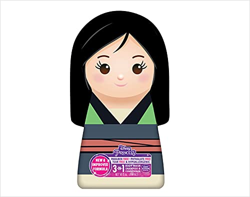 Disney Mulan Cherry Blossom Scented 3-in-1 Body Wash, Shampoo & Conditioner - 14oz Hydrating Bath & Shower Gel for Women & Kids - Perfect for Daily Hair & Skin Care, Travel & Gift Sets
