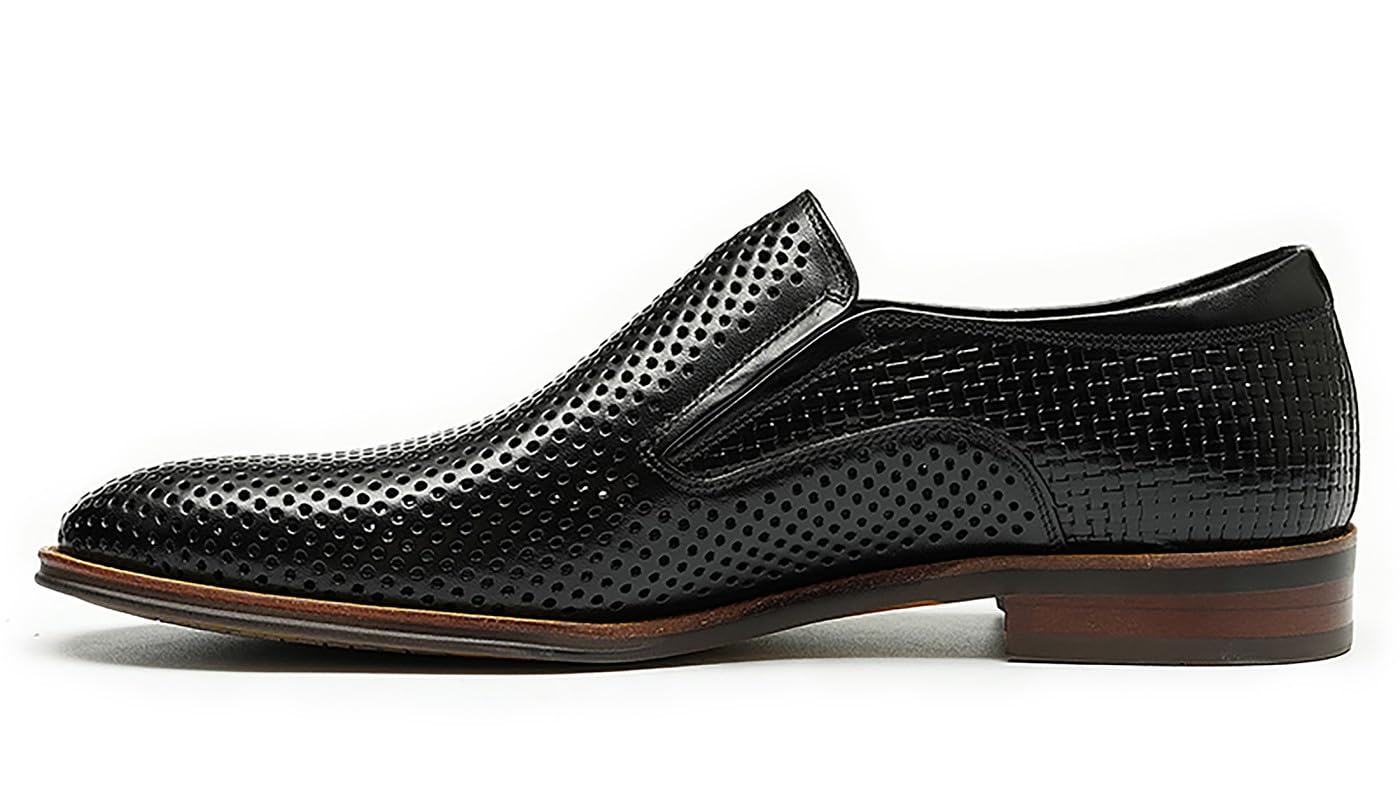 Men's Genuine Leather Penny Loafers - Slip On Dress Casual Shoes for Business & Formal Wear - Comfortable Hollow Design Summer Walking Shoes for Office, Wedding & Daily Outfits