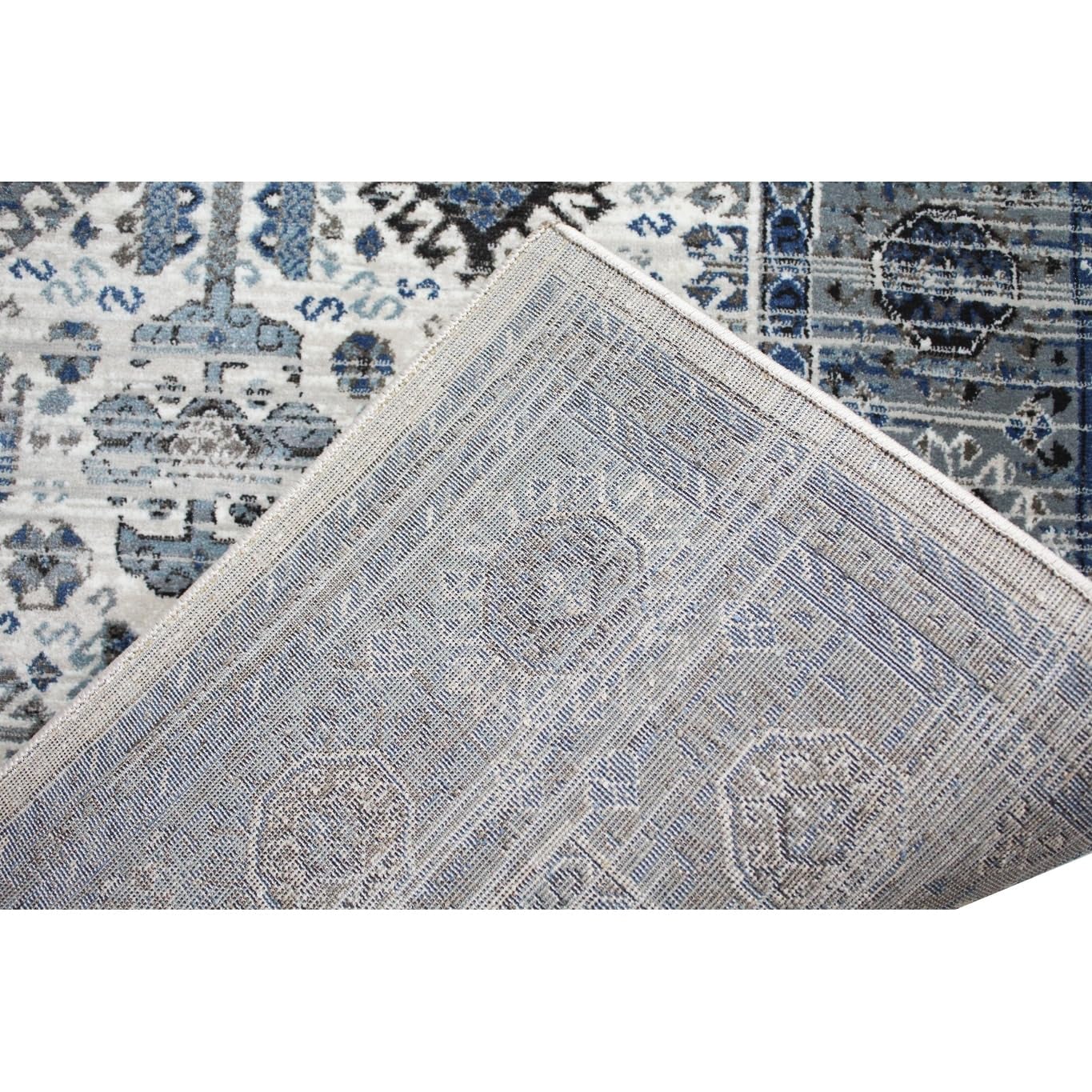Bashian Collection Luxury Power Loom Polypropylene Area Rug - 7.10’ x 10’ Ivory/Blue - Perfect for Living Room, Bedroom, Entryway & Home Decor | Soft & Durable Runner Rug for High Traffic Areas