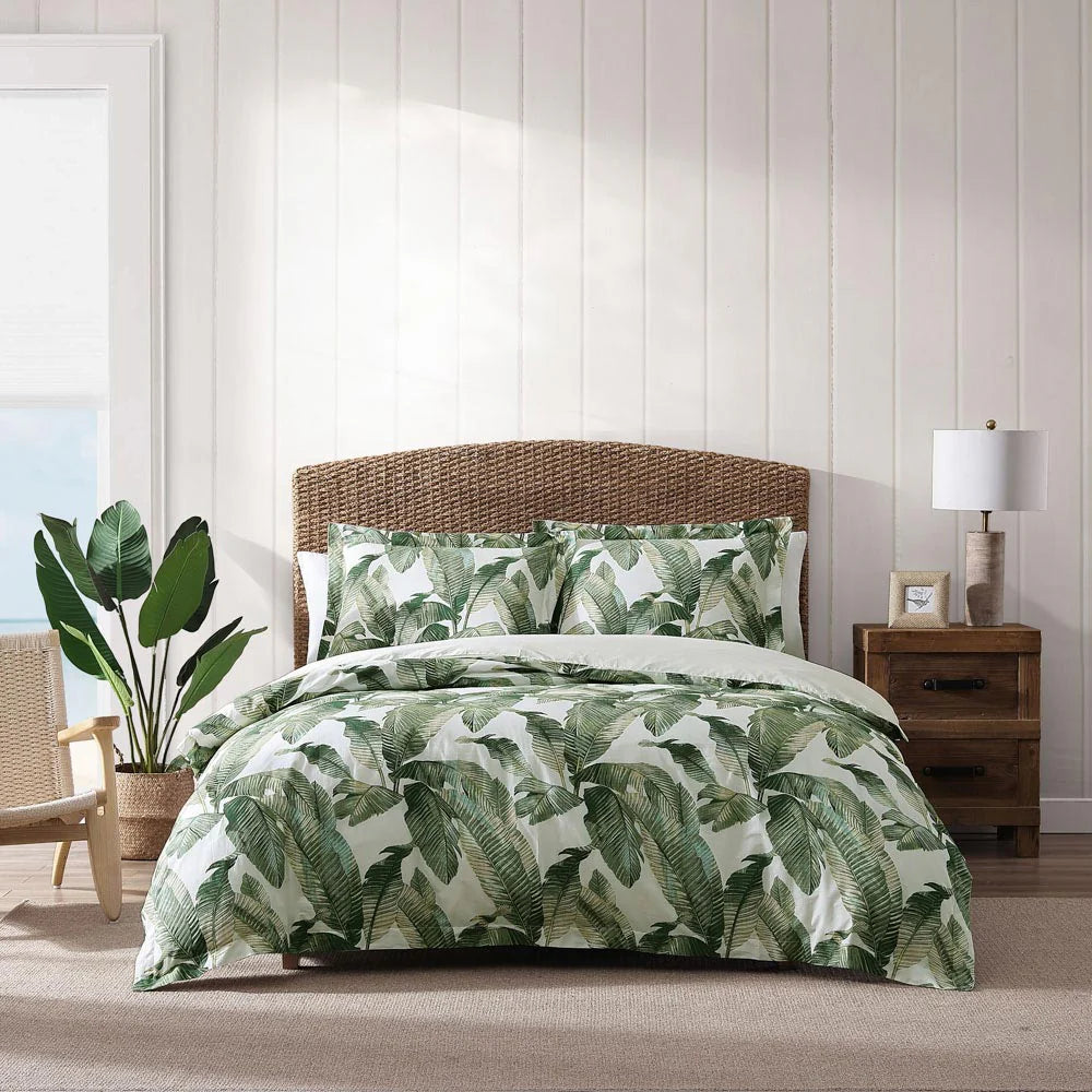 Tommy Bahama Fiesta Palms Green Quilt Cover Set - Tropical Botanical Bedding for Beach House, Guest Room & Vacation Home Decor