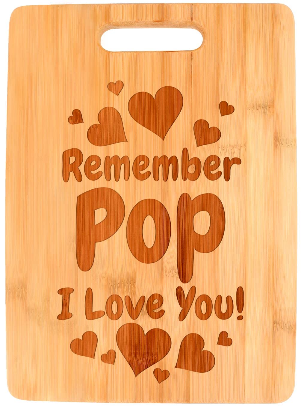 Personalized Bamboo Cutting Board for Grandpa - Engraved 'I Love You Pop' Gift - Large Rectangle Wooden Chopping Board for Kitchen, BBQ, and Serving - Perfect Father's Day, Birthday, or Anniversary Present