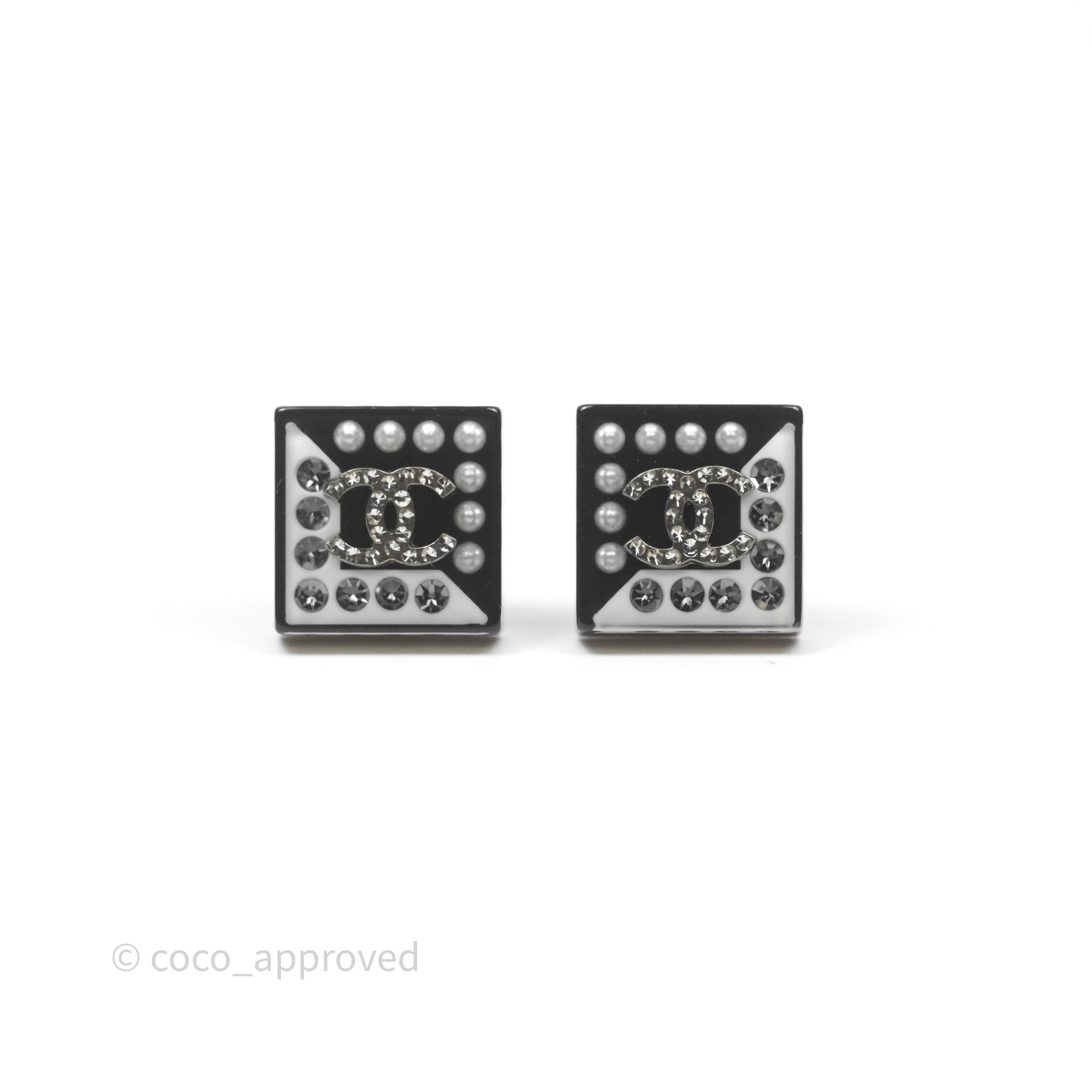 Chanel CC Pearl Crystal Square Earrings 18S - Luxury Fashion Jewelry for Women, Perfect for Parties, Weddings & Special Occasions