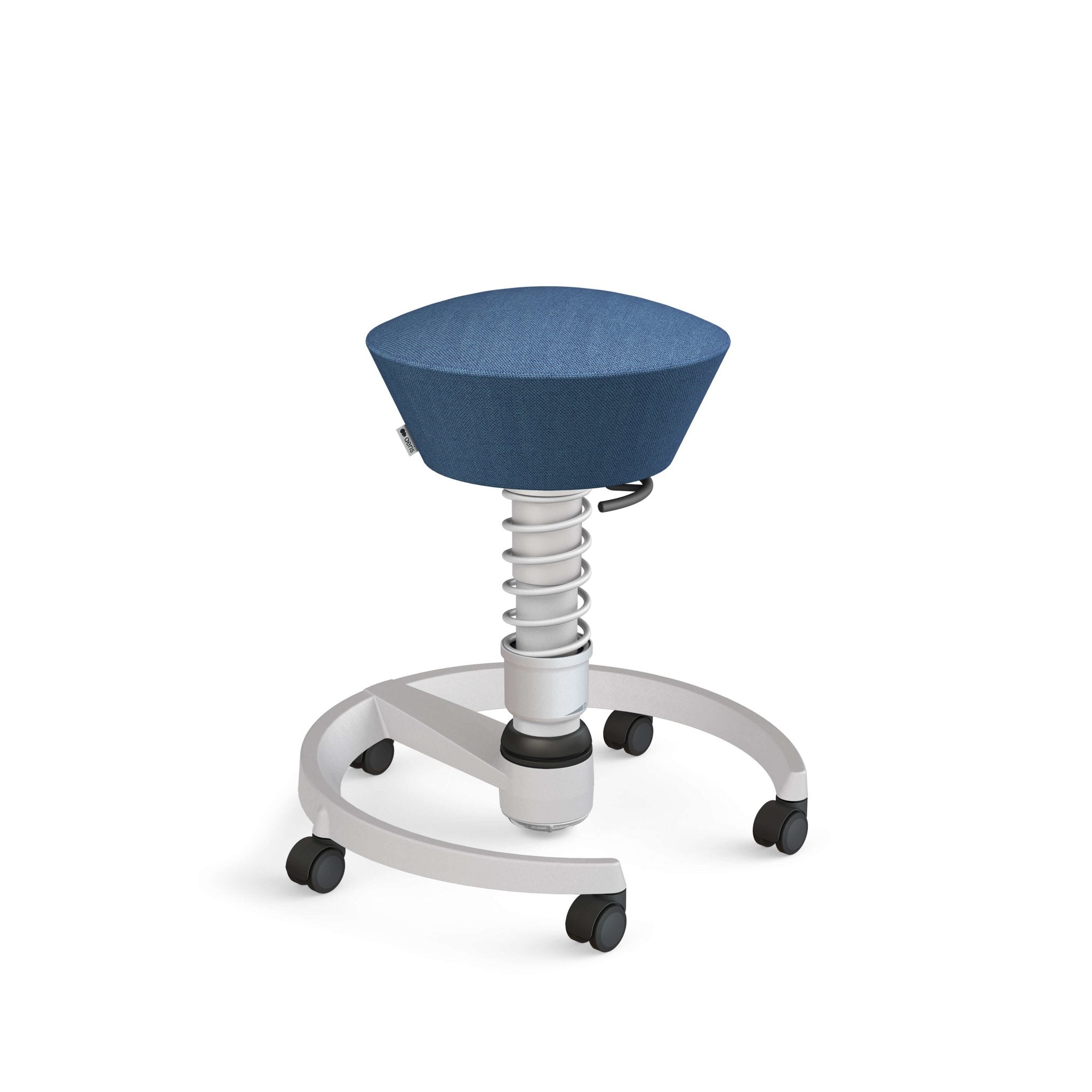 Aeris Swopper Active Sitting Stool with Casters - Light Grey Metallic Finish for Office, Home & Ergonomic Workspace