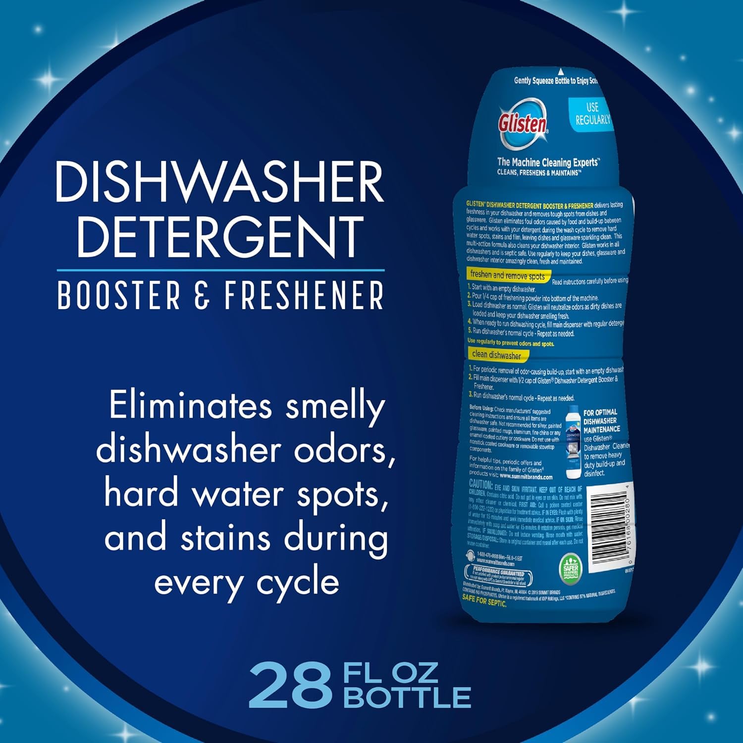 Glisten Dishwasher Magic Machine Cleaner & Disinfectant 2-Pack | Dishwasher Detergent Booster & Garbage Disposal Foaming Cleaner | Deep Cleans & Freshens Appliances for Sparkling Dishes