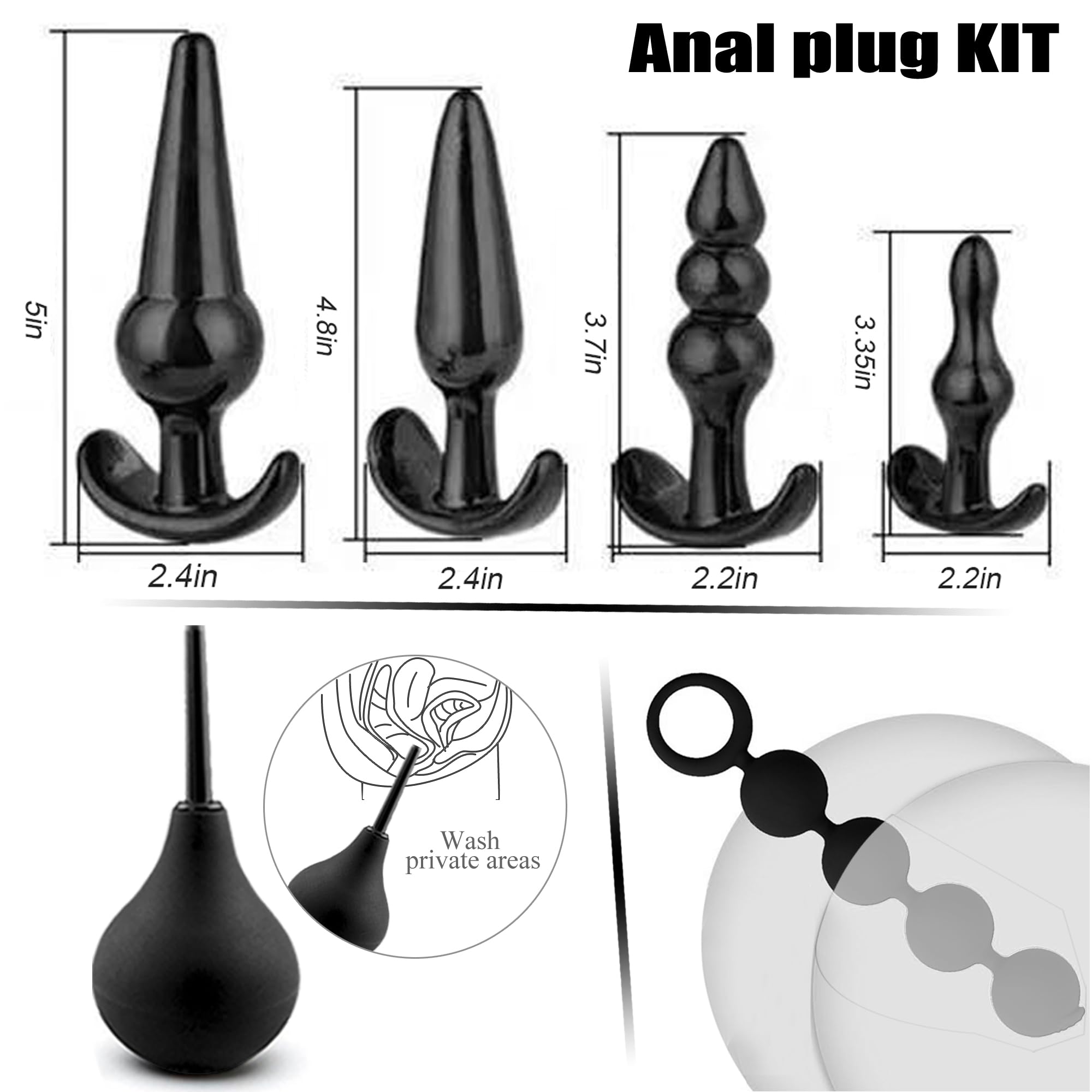 BDSM Kit - Bondage Restraints Set with Adjustable Handcuffs, Collar, Ankle Cuffs & Blindfold | Anal Butt Plug Sex Toys for Couples | Kinky Adult Games & Role Play | Perfect for Spicing Up Relationships & Bedroom Fun