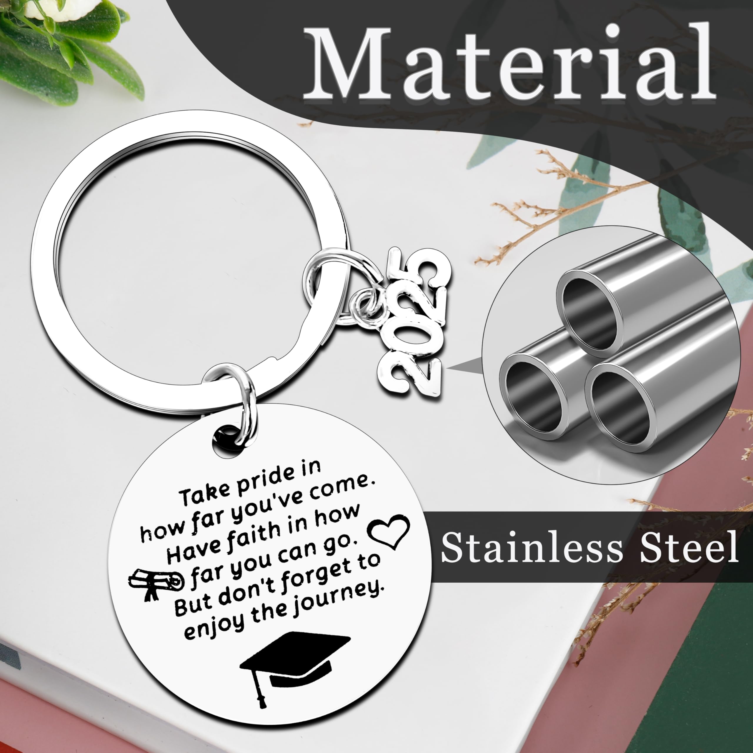2025 Graduation Keychain - Inspirational Gift for Him, Her, Boys & Girls - Class of 2025 Graduation Present - Perfect for High School & College Graduation Ceremonies, Parties & Keepsakes