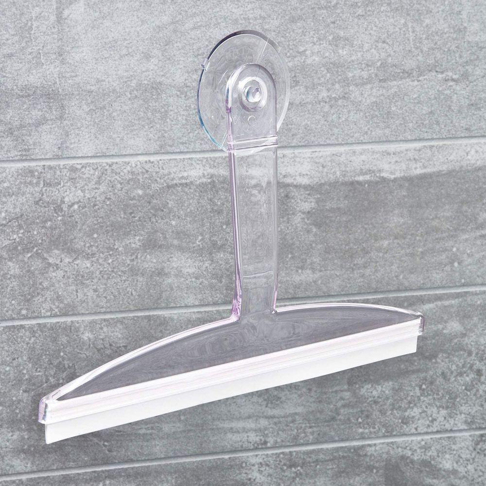 iDesign Classic Suction Shower Squeegee - Bathroom Window Glass Cleaner with Strong Suction Cups for Streak-Free Shine - Perfect for Shower Doors, Mirrors & Tiles