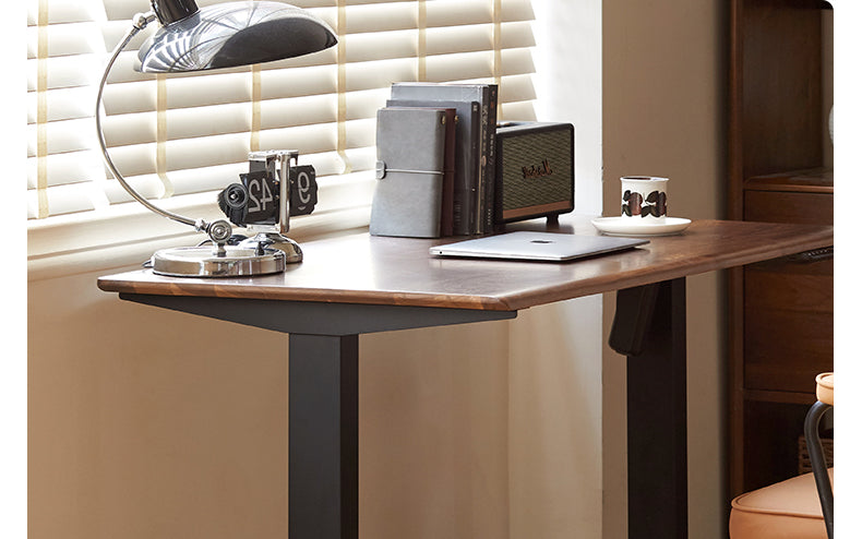Premium Black Walnut Solid Wood Electric Standing Desk - Adjustable Height Home Office Desk for Work & Study | Ergonomic Workspace Solution for Professionals & Gamers
