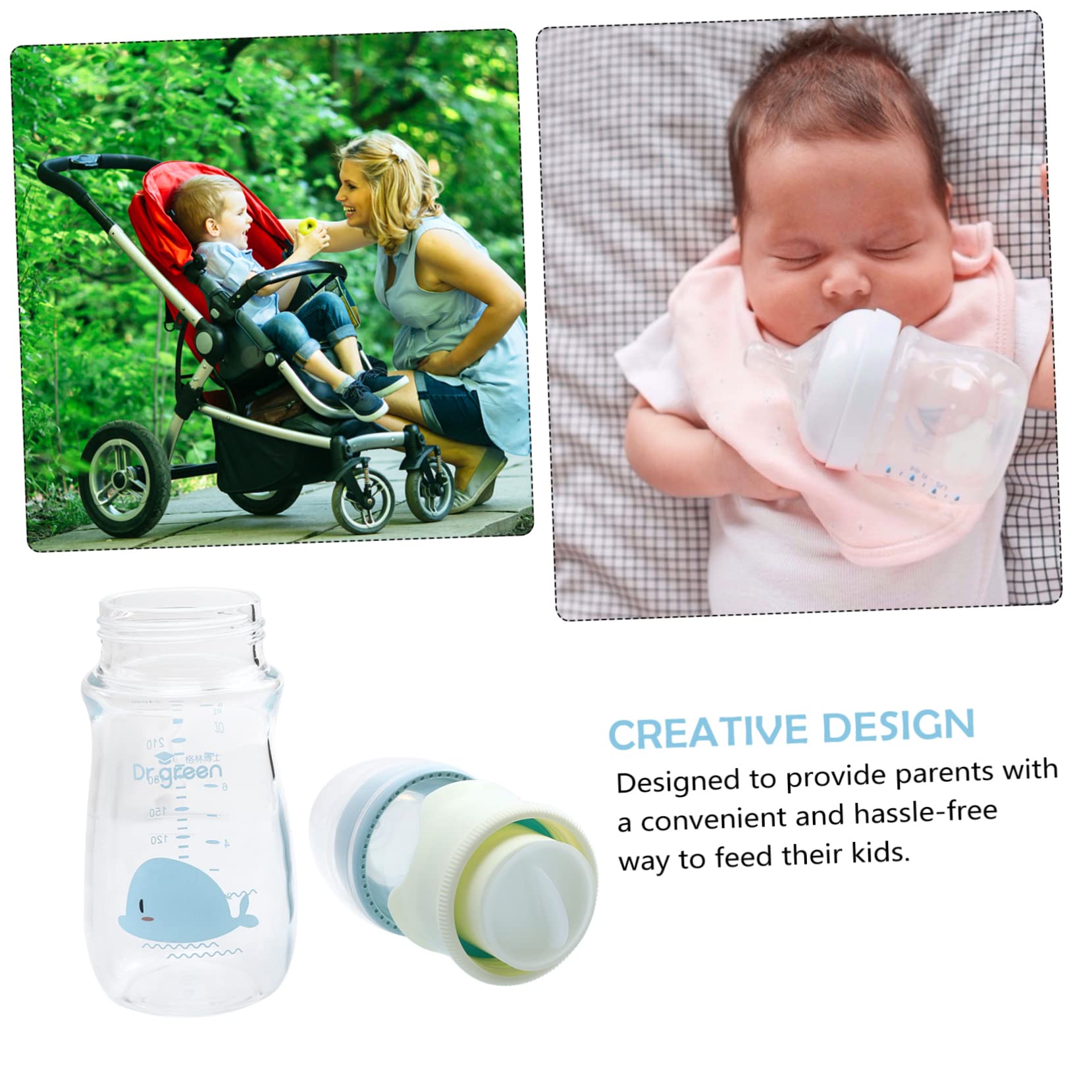 HEMOTON 5-Piece Glass Baby Bottle Set - BPA-Free Milk Storage Containers for Breastfeeding & Formula - Perfect for Travel, Daycare & Outdoor Activities