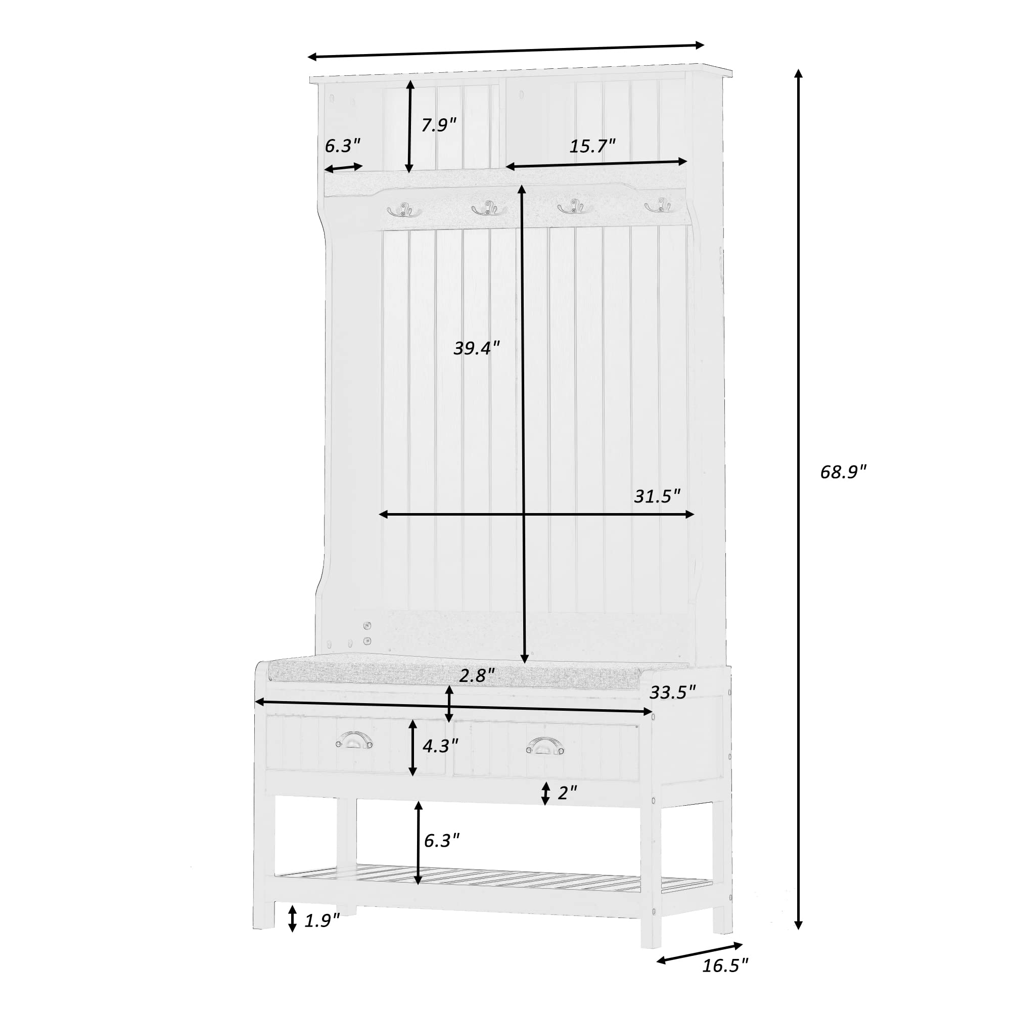 4-in-1 Multifunctional Hall Tree with Shoe Storage Bench, Coat Rack & Cabinet - Entryway Organizer with 4 Hooks, Hinged Lid & Bottom Shelf - Perfect for Small Spaces, Apartments & Home Entryways (Black) - Ideal for Organizing Shoes, Coats, Bags & Accessories in Mudrooms, Foyers & Hallways