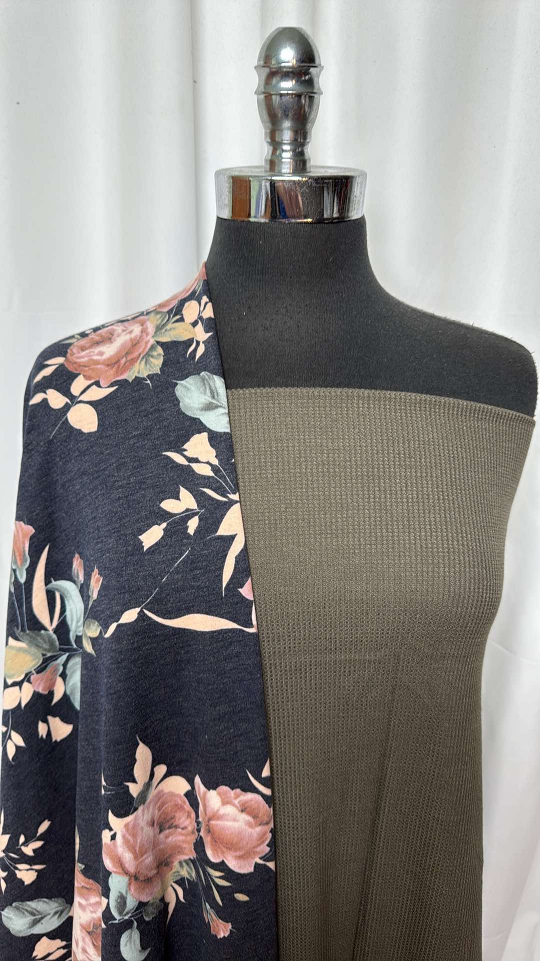 Navy & Olive Floral Fabric Bundle - 2 Yards Navy Floral PRS FT & 2 Yards Olive Thermal Fabric (A26879) for Quilting, Sewing, and DIY Crafts