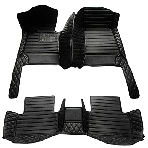 Custom Fit Car Floor Mats - Full Coverage All-Weather Protection Non-Slip Leather Liners (Black Stripes) for SUVs, Trucks & Sedans | Perfect for Daily Commute, Road Trips & Off-Road Adventures