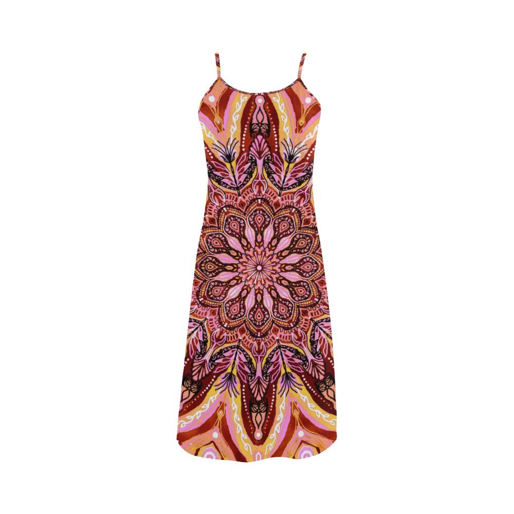 Custom Mandala Beach Slip Dress - Boho Flowy Summer Dress for Women | Perfect for Beach Vacations, Music Festivals & Date Nights