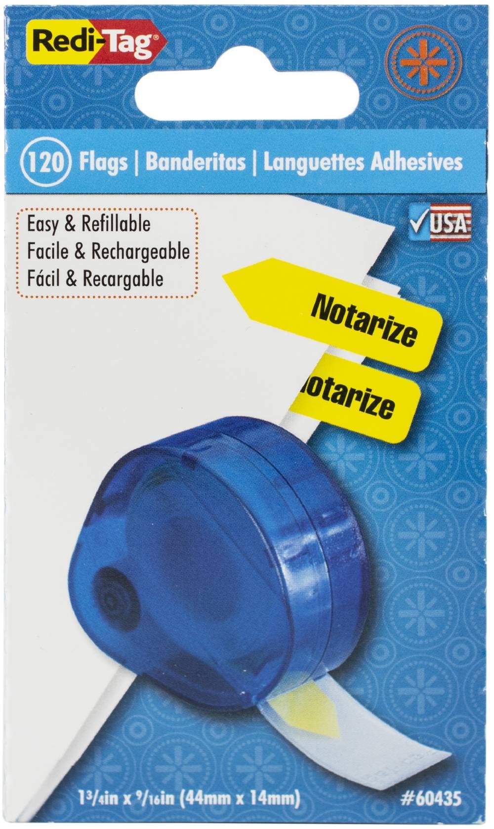 Redi-Tag Notarize Printed Arrow Dispenser Flags - 120 Flags per Dispenser, 1-7/8 x 9/16 Inches, Yellow (60435) - Perfect for Document Marking, File Organization & Office Use