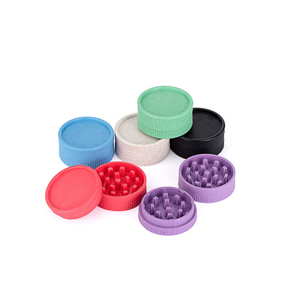 6 Pcs 2.2 Inch Plastic Herb Grinders - Portable Manual Spice Crusher for Kitchen, Travel & Camping (6 Color Options)