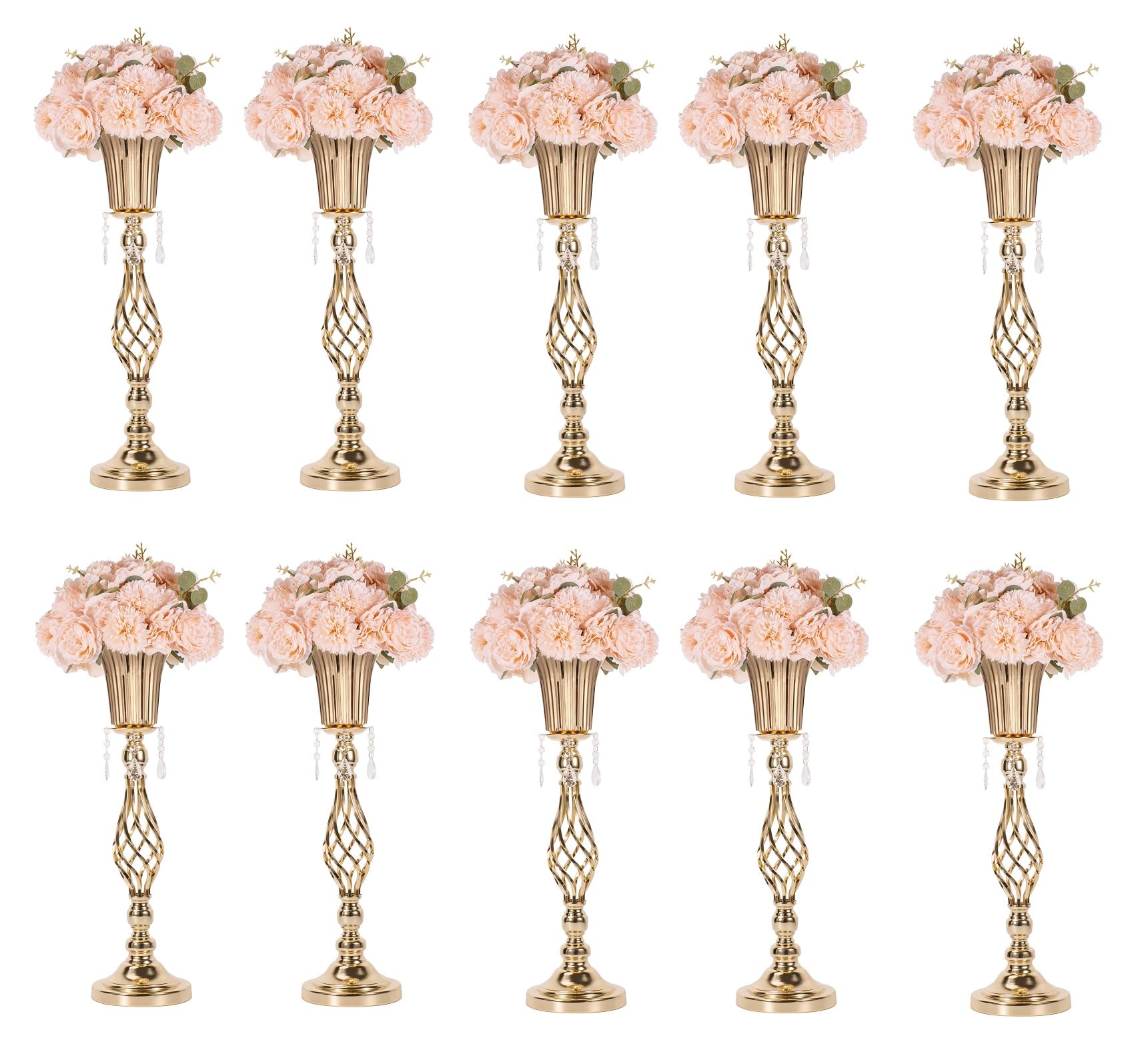 10Pcs Gold Wedding Flower Stand Centerpieces for Tables - 23.2in Tall Floral Vase Stands for Party, Birthday, Home Decor - Perfect for Wedding Receptions, Anniversary Celebrations & Event Table Decorations