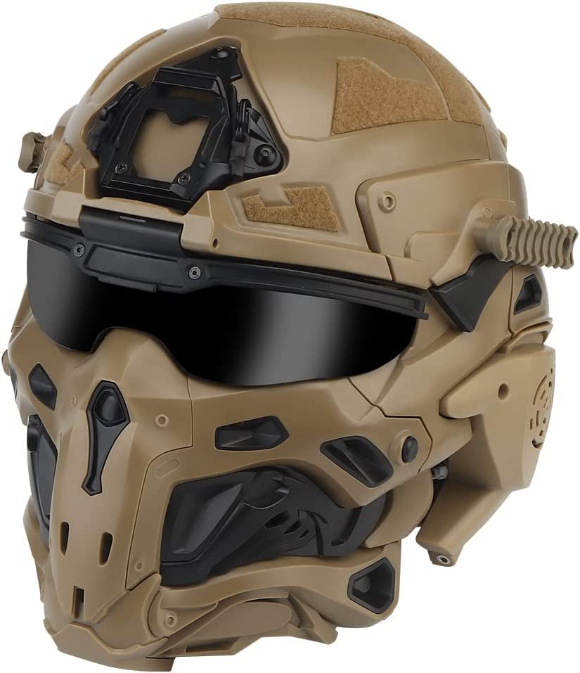 Tactical Airsoft Helmet with Built-in Detachable Headset, Anti-Fog Fan & Sliding Goggles - Lightweight Multi-Function Design for Airsoft, Paintball, Military Simulation & Outdoor Sports