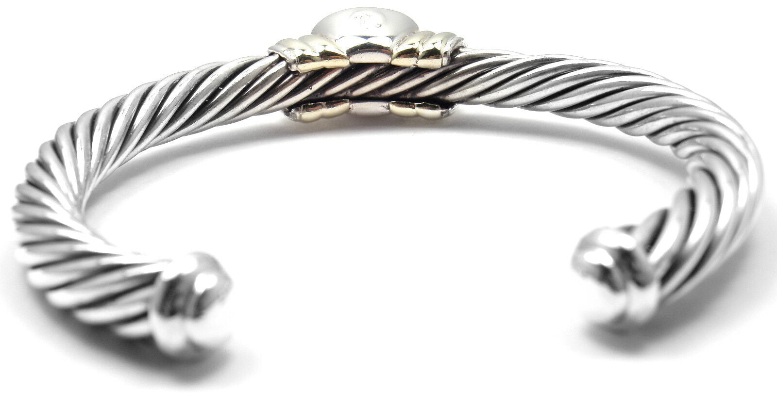 Authentic David Yurman Noblesse 14k Yellow Gold & Sterling Silver Blue Topaz Bangle Bracelet - Elegant Jewelry for Women, Perfect for Weddings, Parties & Special Occasions