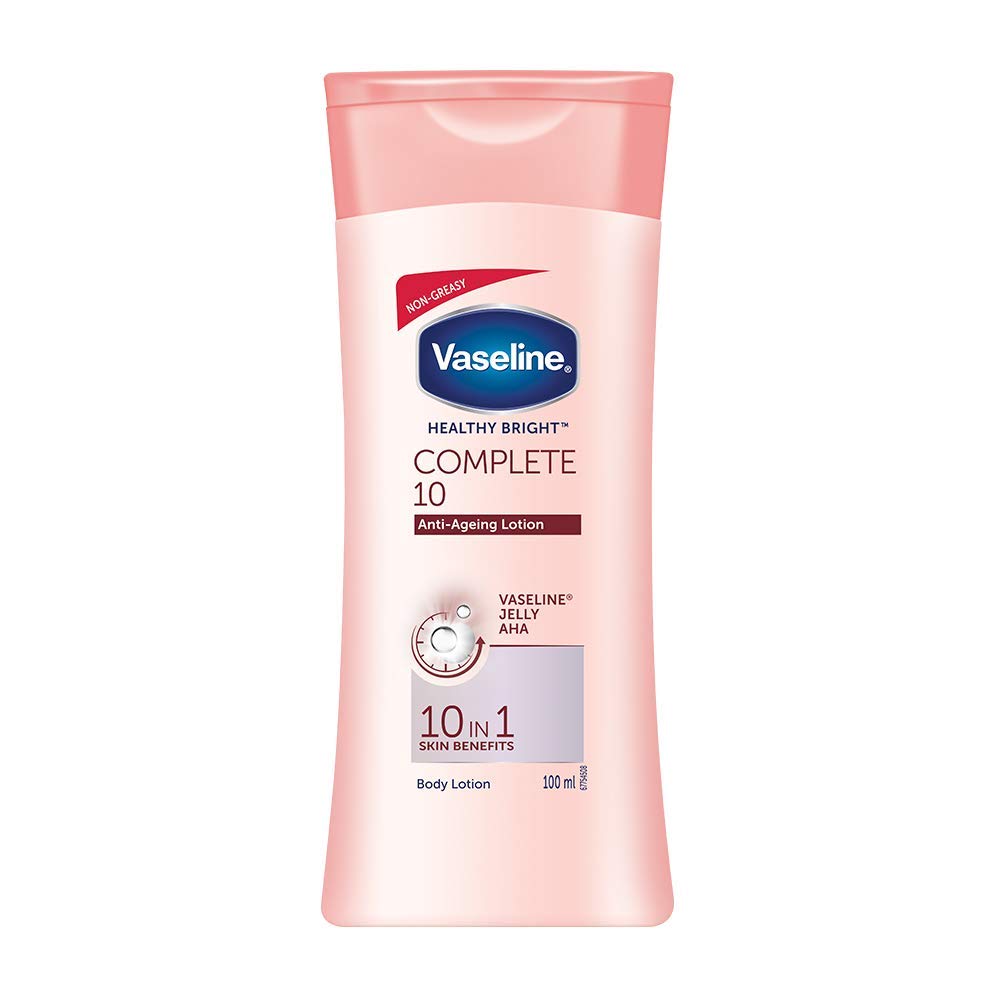 Vaseline Healthy White Complete 10 Lightening & Anti-Aging Lotion 10-in-1 (100ml) - Pack of 2 | Brightens Skin, Reduces Dark Spots & Wrinkles | Perfect for Daily Moisturizing & Night Care Routine