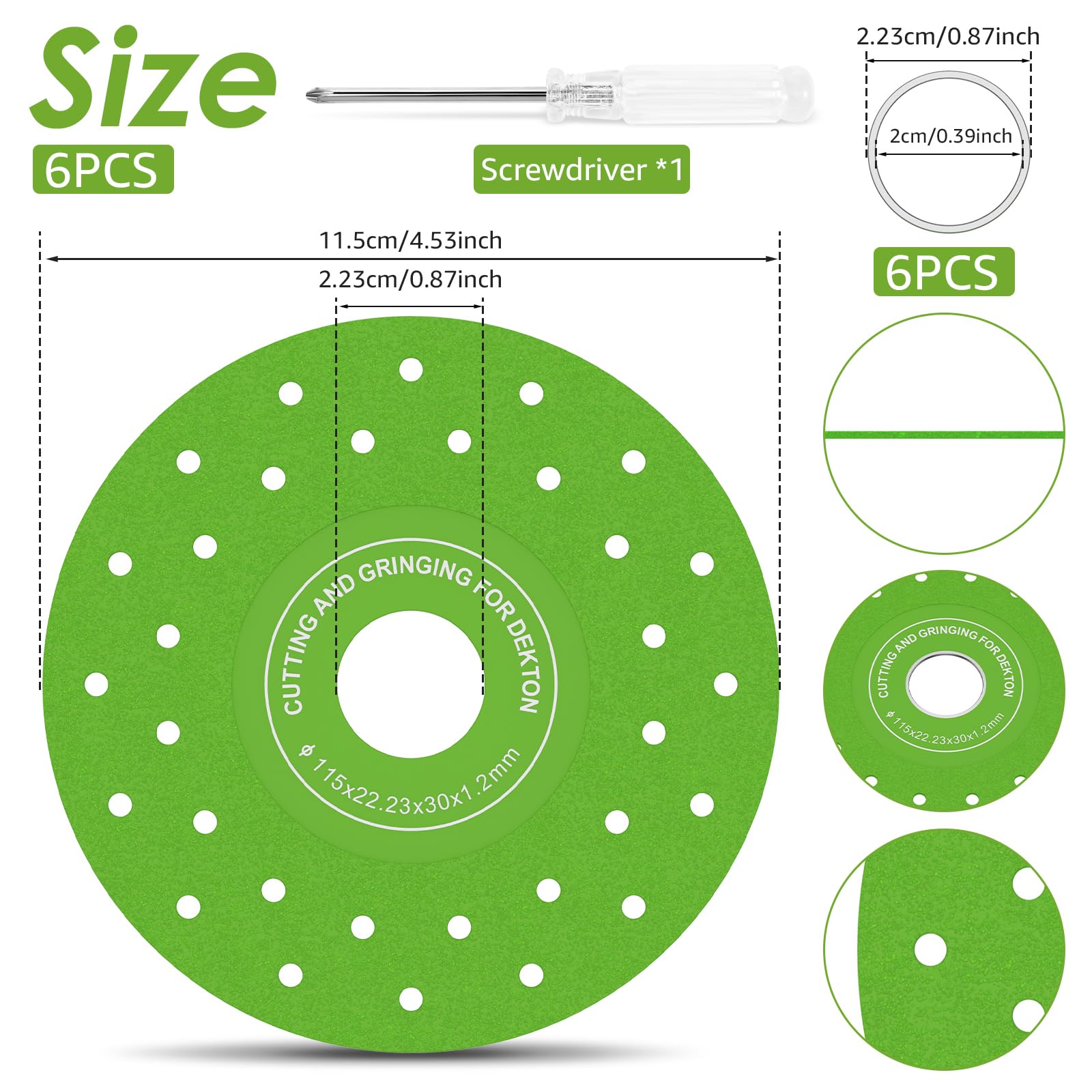6PCS Diamond Saw Blades 115mm x 7/8 Inch - Ultra Thin Glass Cutting Disc & Flat Grinding Wheel for Angle Grinder - Perfect for Tile, Marble, Ceramic, Porous Stone Cutting - DIY Home Renovation & Professional Construction Projects