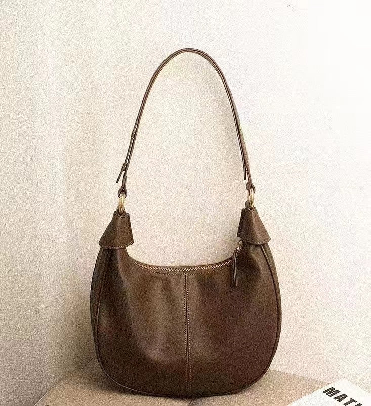 Stylish Semi-Circle Soft Leather Tote Bag for Women - Lightweight & Durable Handbag for Work, Travel & Everyday Use