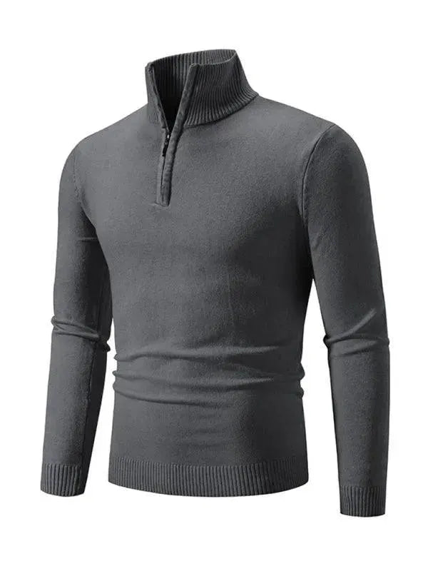 Men's Zipper Turtleneck Pullover Sweater - Warm Winter Knitwear for Casual Outfits & Office Wear