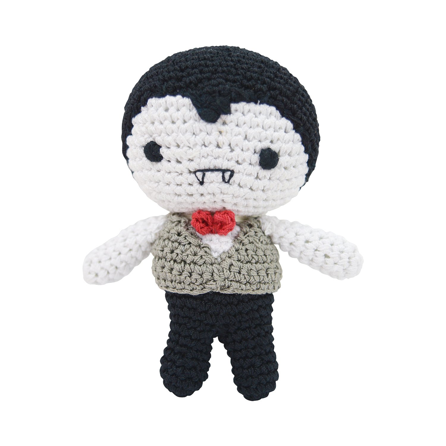 Dracula Squeaky Dog Toy for Small Dogs - Teeth Cleaning Cotton Crochet Chew Toy for Puppies | Interactive Play & Dental Care for Teething Puppies