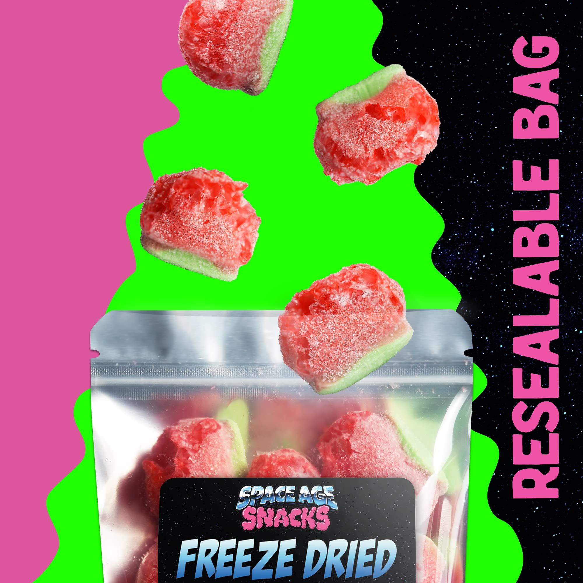 Premium Freeze Dried Watermelon Gummies Candy - 4oz Crunchy Space Age Snack for Kids & Adults - Perfect for Lunchboxes, Hiking, Road Trips & Healthy Snacking