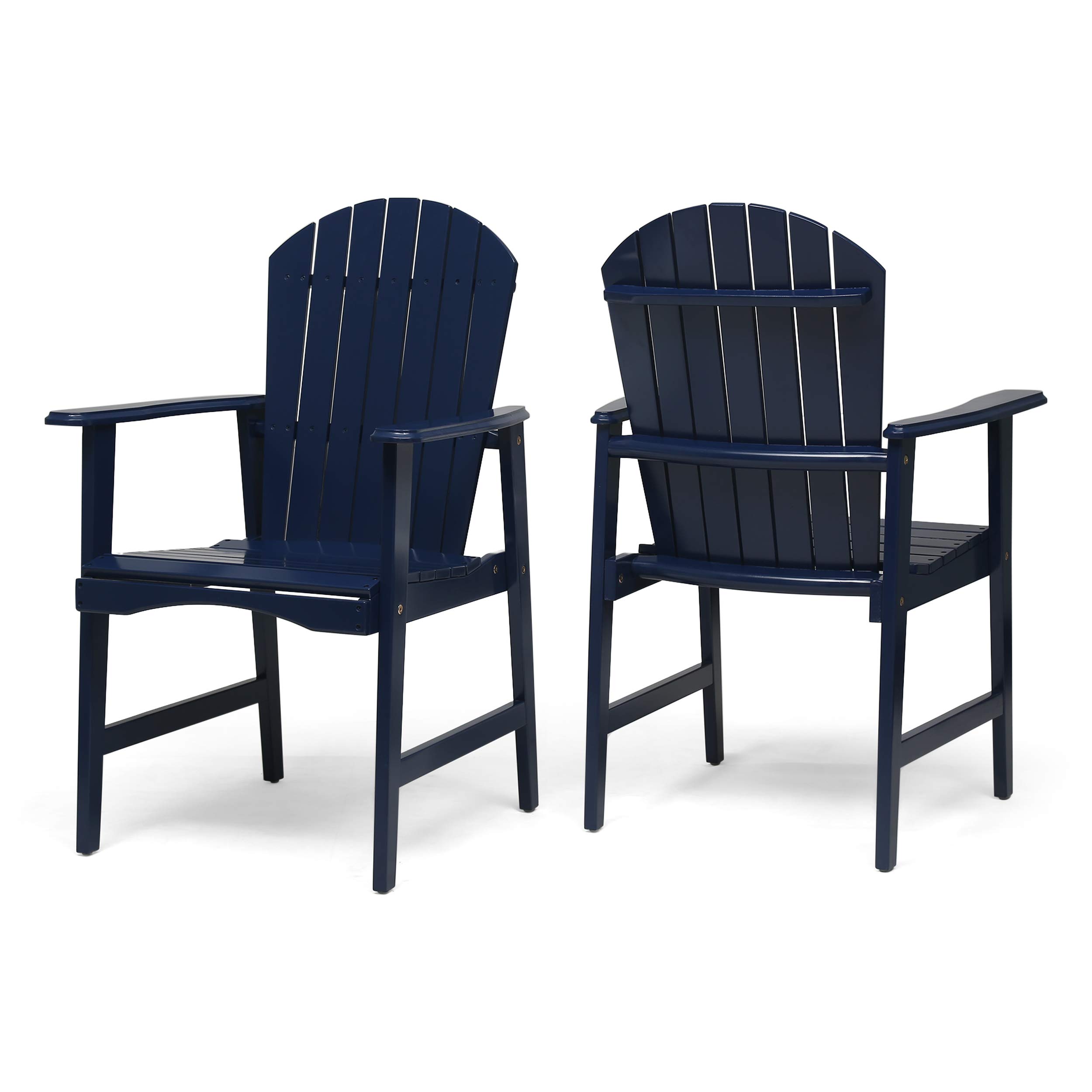 Premium Acacia Wood Adirondack Dining Chairs (Set of 2) - Weather-Resistant Outdoor Furniture with Navy Blue Finish - Perfect for Patio, Garden, and Poolside Dining
