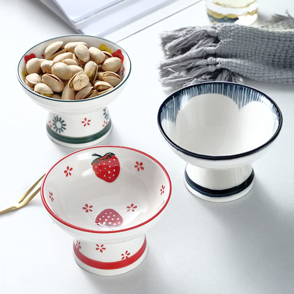 Ceramic Pedestal Bowl - Elegant Round Footed Serving Bowl for Fruits, Desserts & Kitchen Display | Perfect as Countertop Centerpiece, Strawberry Holder & Decorative Fruit Tray | Ideal for Dining Table, Party Buffet & Home Decor