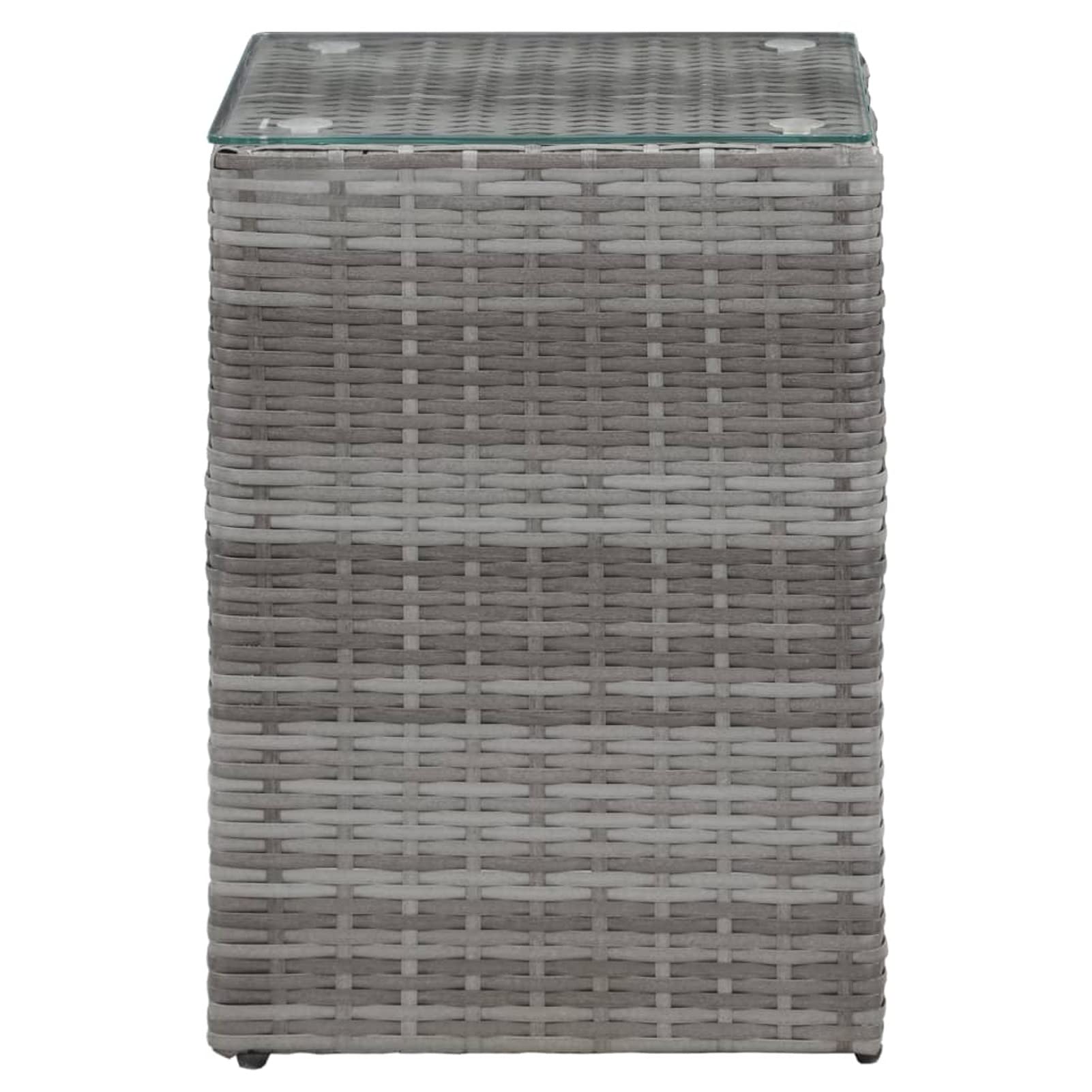 3-Piece Gray Poly Rattan Side Tables with Glass Tops - Modern End Tables for Living Room, Bedroom, or Office Decor