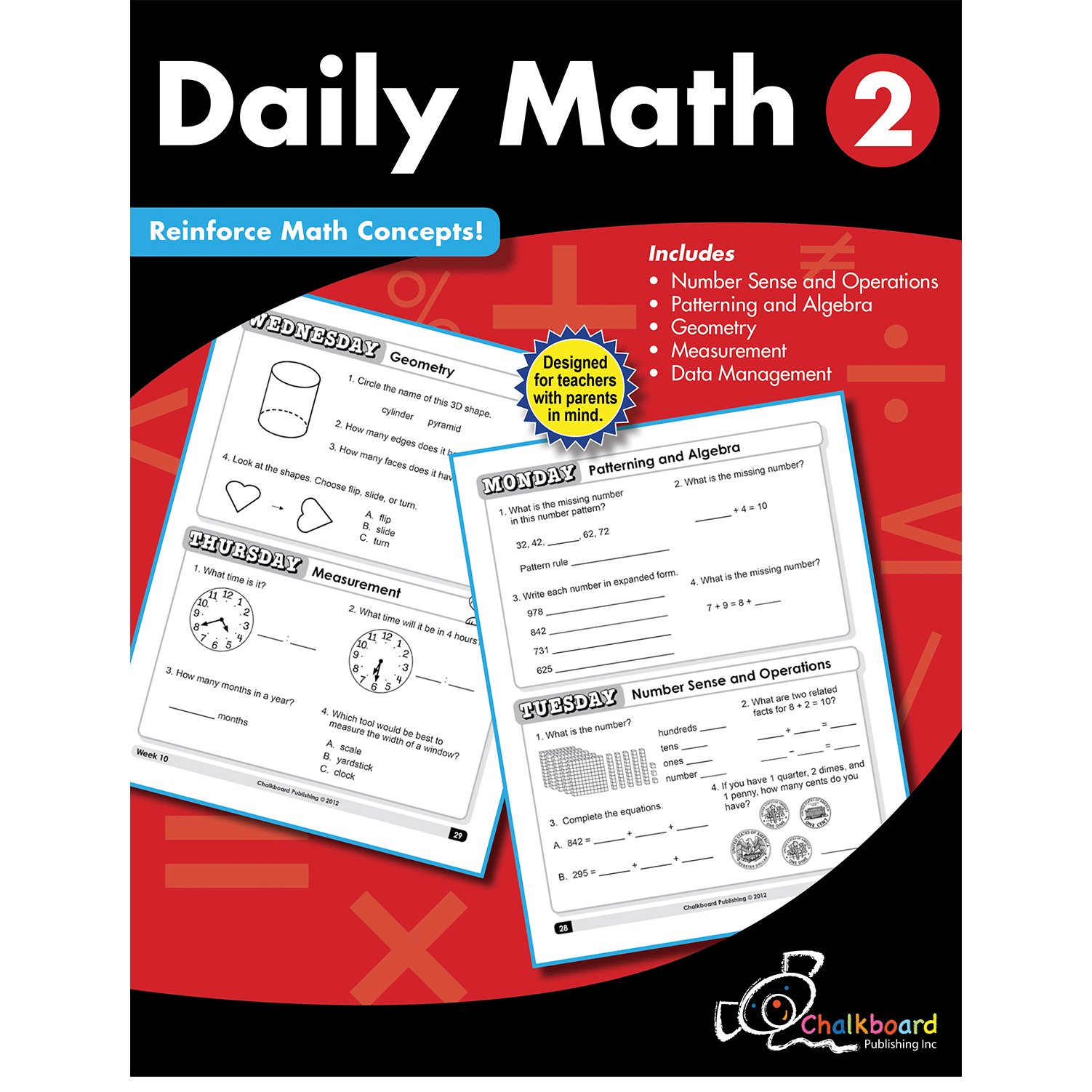 Daily Math Grade 2 Workbook - Chalkboard Publishing - Elementary Math Practice for 2nd Grade Students - Perfect for Homeschooling & Classroom Learning