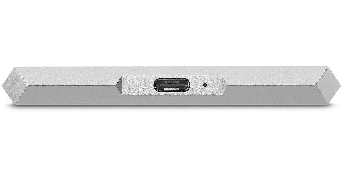 LaCie 2TB Mobile Drive External Hard Drive HDD - USB-C USB 3.0 Portable Storage for Mac & PC - Moon Silver with Data Rescue Services (STHG2000400) - Perfect for Backup, Travel & Creative Professionals