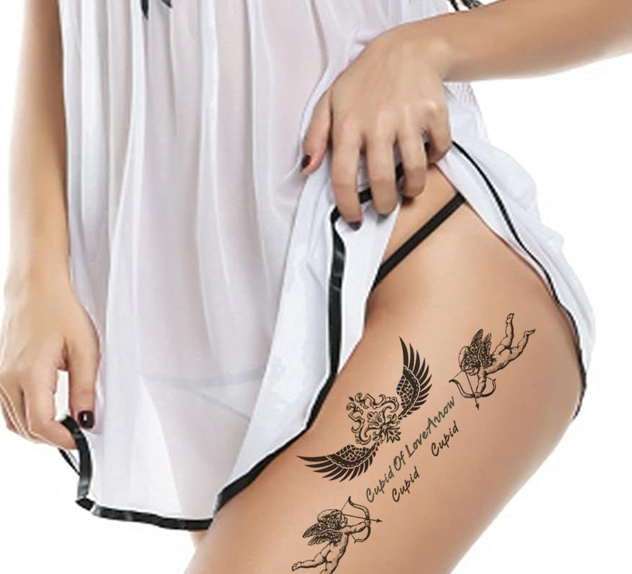 3D Temporary Tattoo Stickers for Men & Women - Waterproof Fake Tattoos with Flowers, Butterflies, Stars & Angel Designs - Perfect for Parties, Halloween, Honeymoon & Cosplay (19x9cm)