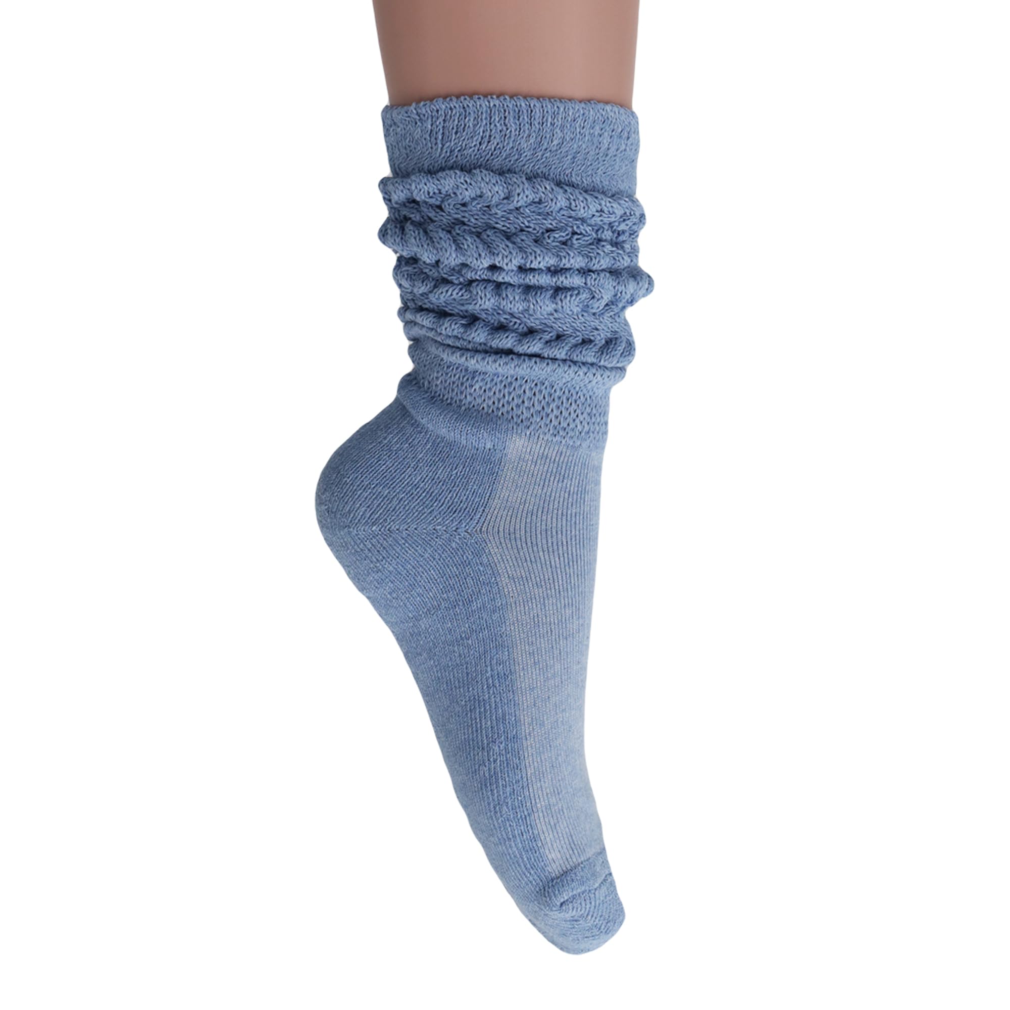 American Made Slouch Socks - Extra Long Cotton Knee High Scrunch Socks for Women & Men | Heavy Warm Winter Socks for Boots, Lounge & Cold Weather