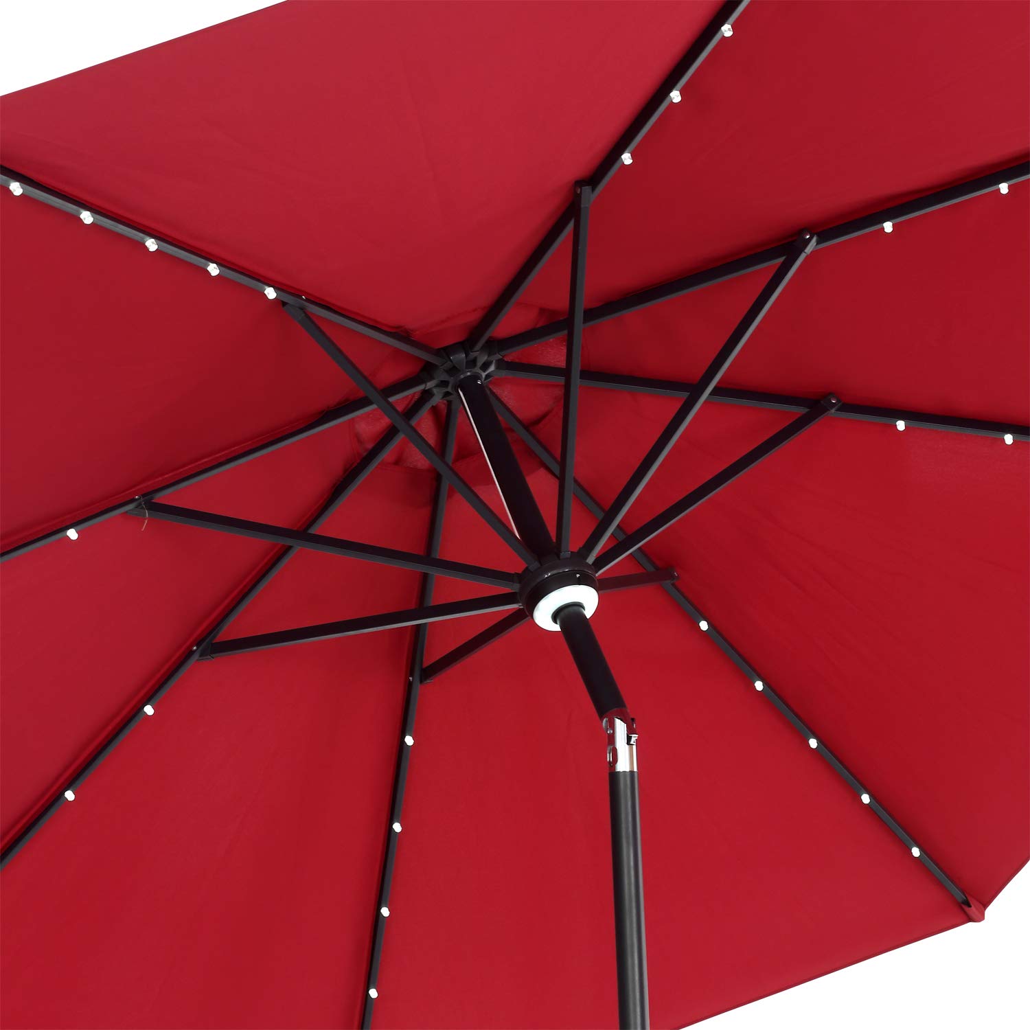 10ft Solar LED Patio Umbrella with Lights - Outdoor Cantilever Umbrella with Crank & Tilt, Waterproof Sun Shade for Garden, Pool, Deck, Backyard & Outdoor Dining