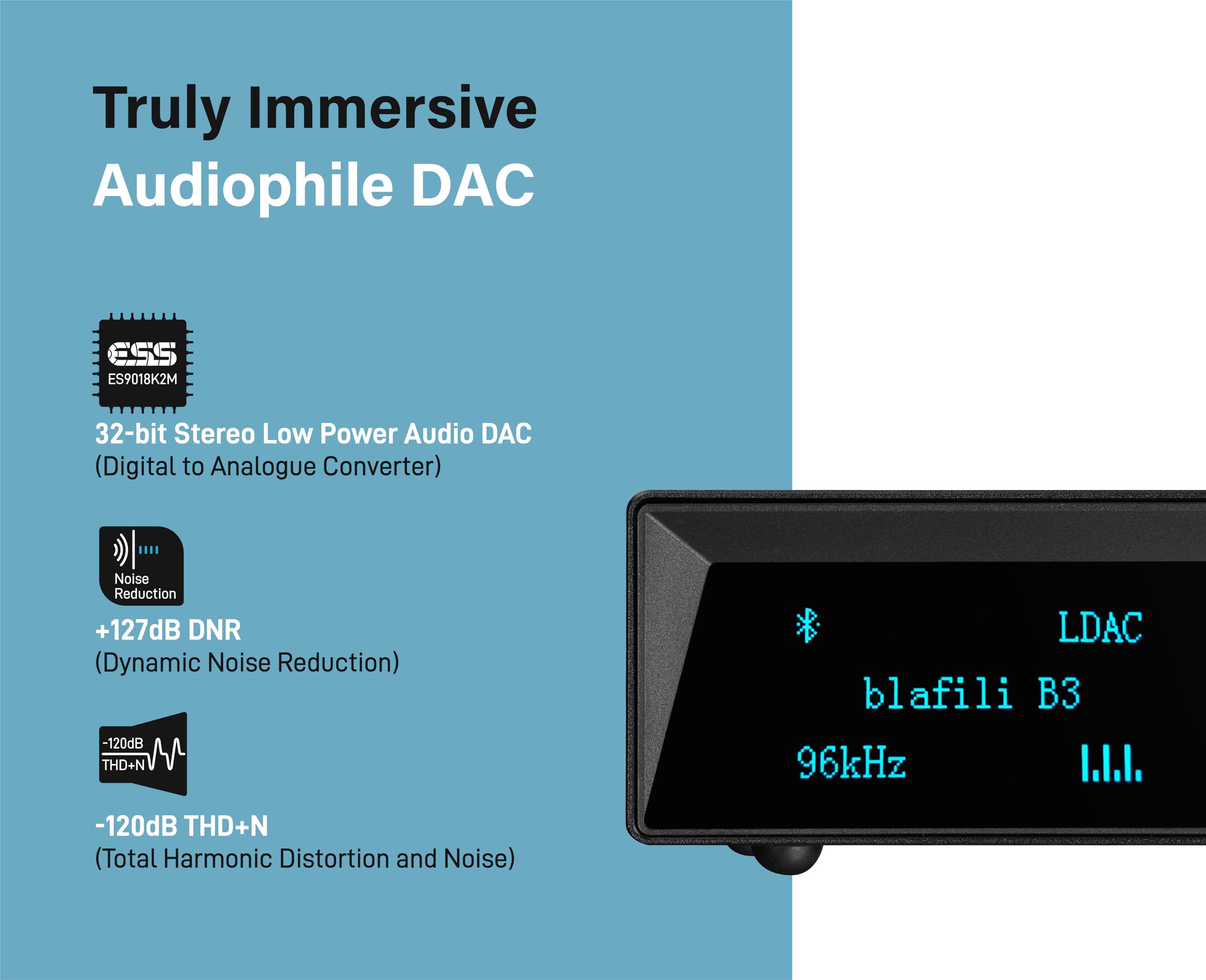 B3 Professional XLR Bluetooth 5.1 Music Receiver with LDAC & aptX HD - High Fidelity ESS DAC Audio Streamer with RCA, Optical & Coaxial Outputs for DJ Equipment, PA Systems & Home Theater Setups - Perfect for Live Performances, Studio Recording & Wireless Audio Streaming