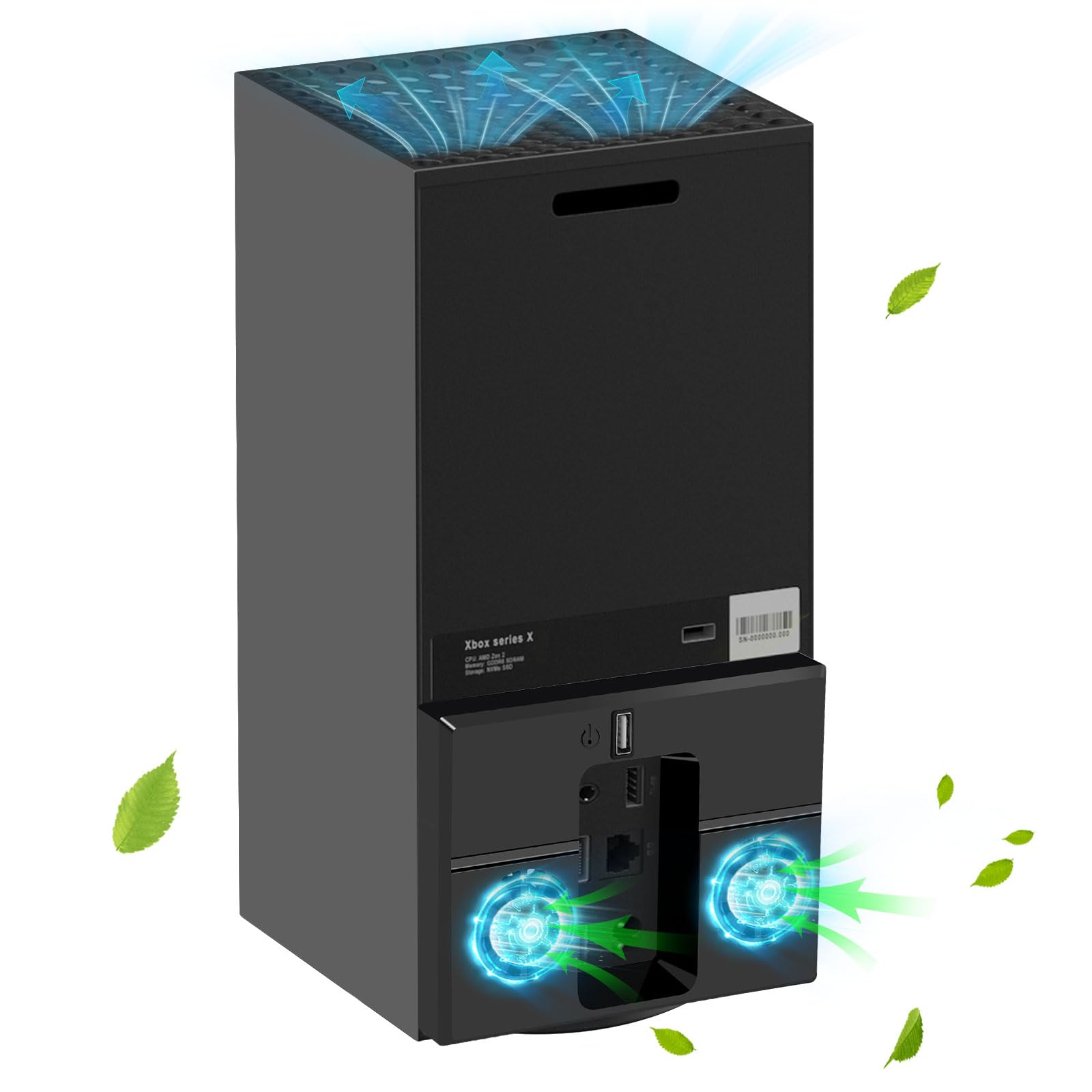 Linkstyle Vertical Cooling Stand with Dual Fans for Xbox Series X - USB Powered Cooling System with Extra USB Port - Perfect for Gaming, Streaming & Long Play Sessions