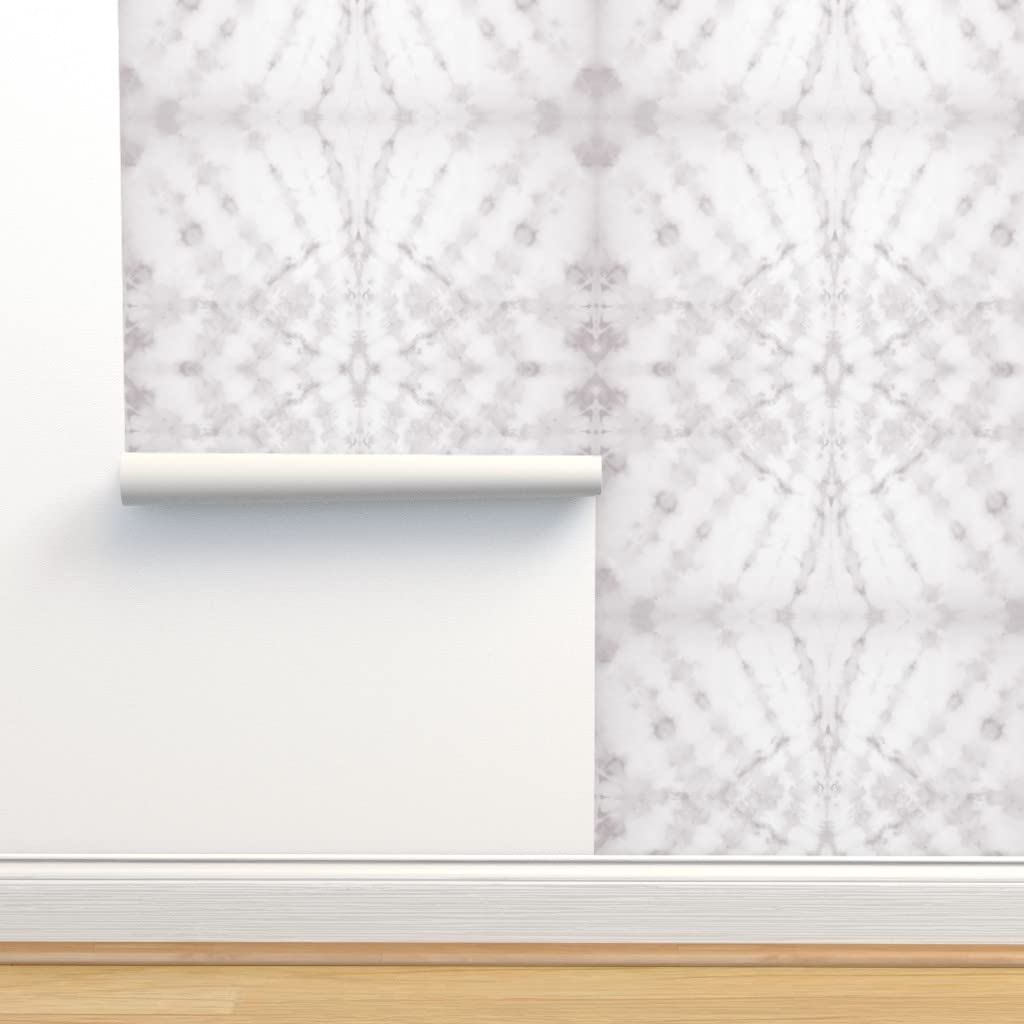 12ft x 2ft Peel and Stick Removable Wallpaper - Shibori Gray Tie-Dye Abstract Design | Self-Adhesive Wallpaper for Bedroom, Living Room & Nursery Decor by Spoonflower