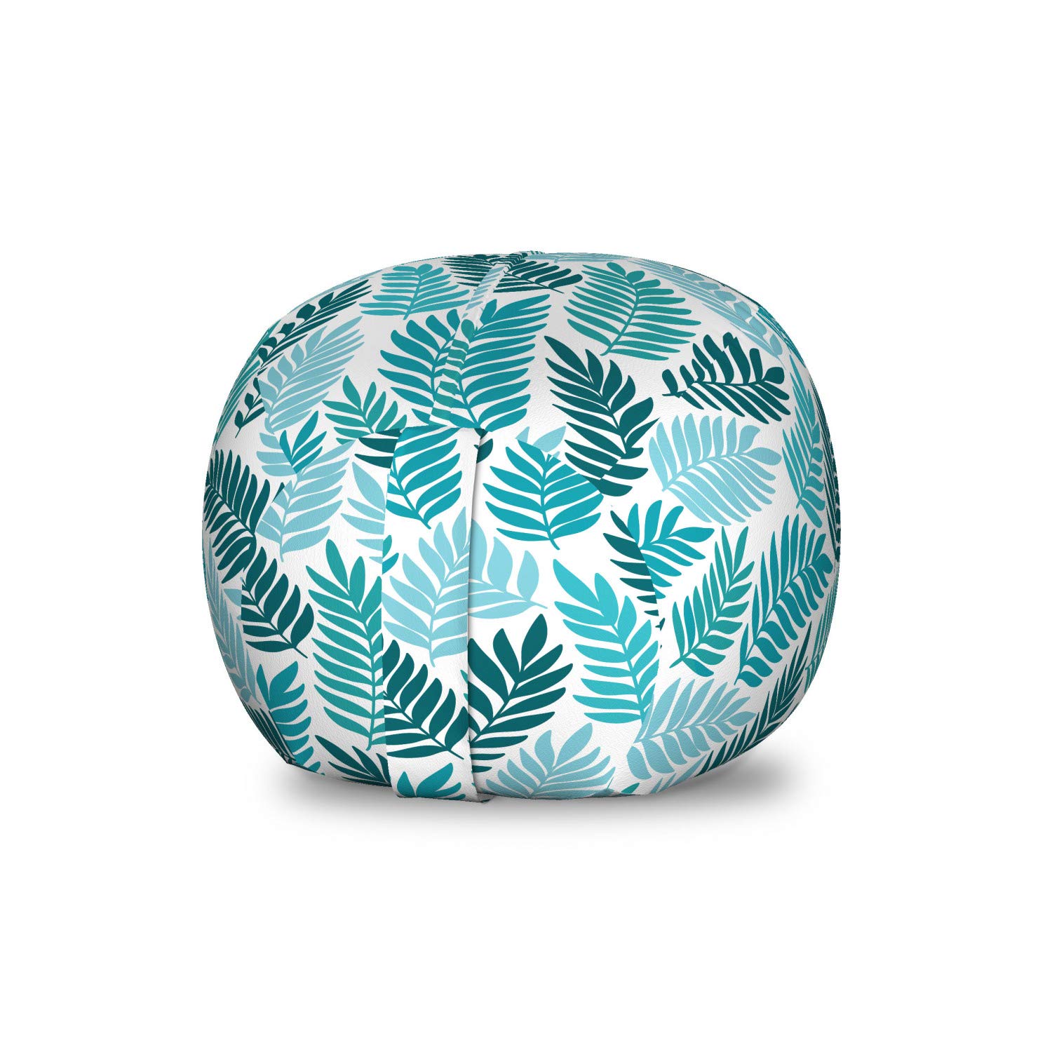 Ambesonne Floral Storage Toy Bag Chair - Exotic Tropical Rainforest Leaves Pattern, Washable Stuffed Animal Organizer, Small Size (White Teal Seafoam) - Perfect for Kids' Room, Nursery, Playroom & Toy Storage Organization