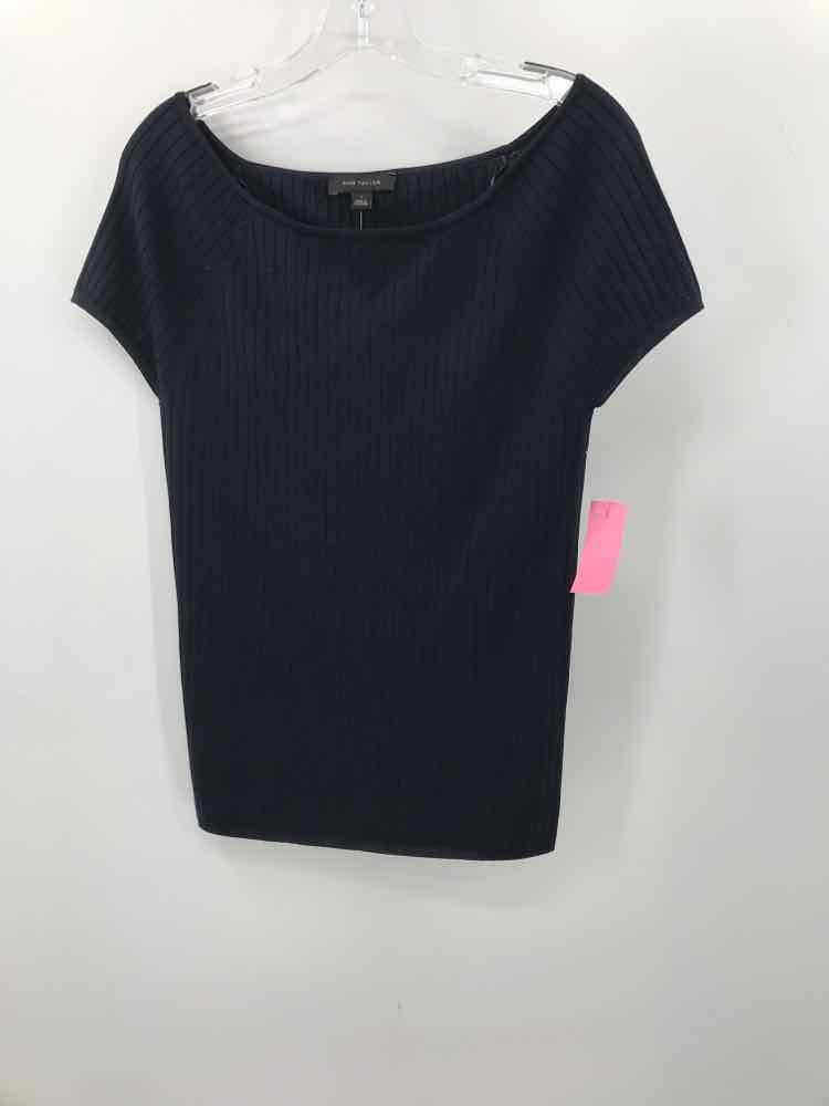 Pre-Owned Ann Taylor Navy Blue Knit Blouse Women's Size Large - Perfect for Work, Office & Casual Outfits