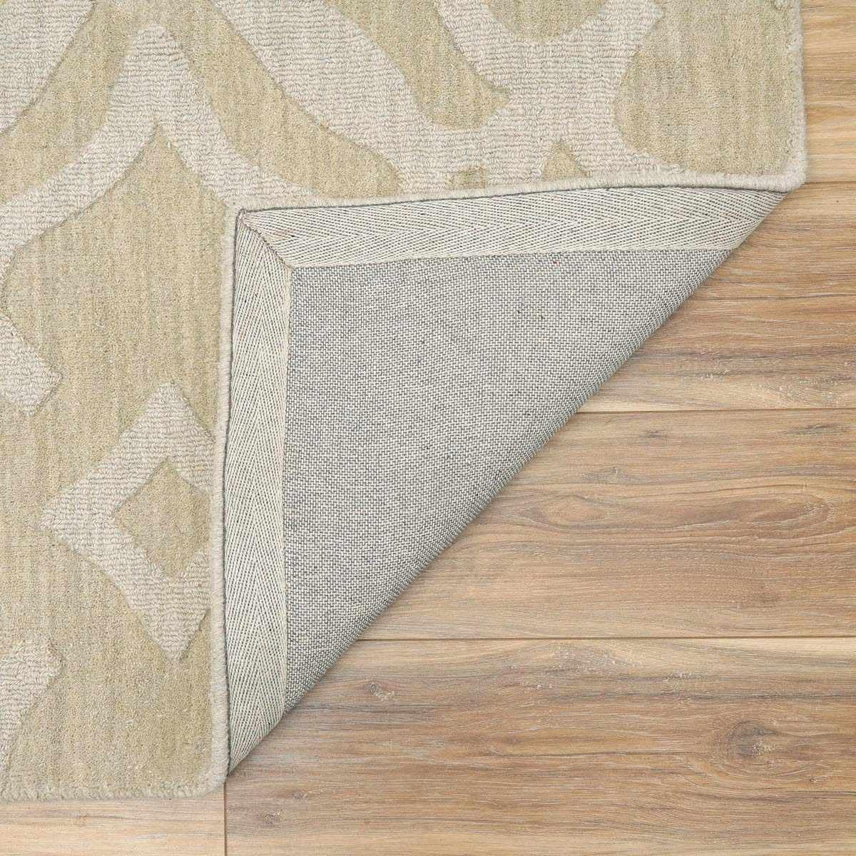 Hauteloom Fyffe Wool Area Rug - 9' x 12' Beige Solid & Border Design - Soft & Durable for Living Room, Bedroom, Office - Perfect for Home Decor, Cozy Spaces & High Traffic Areas