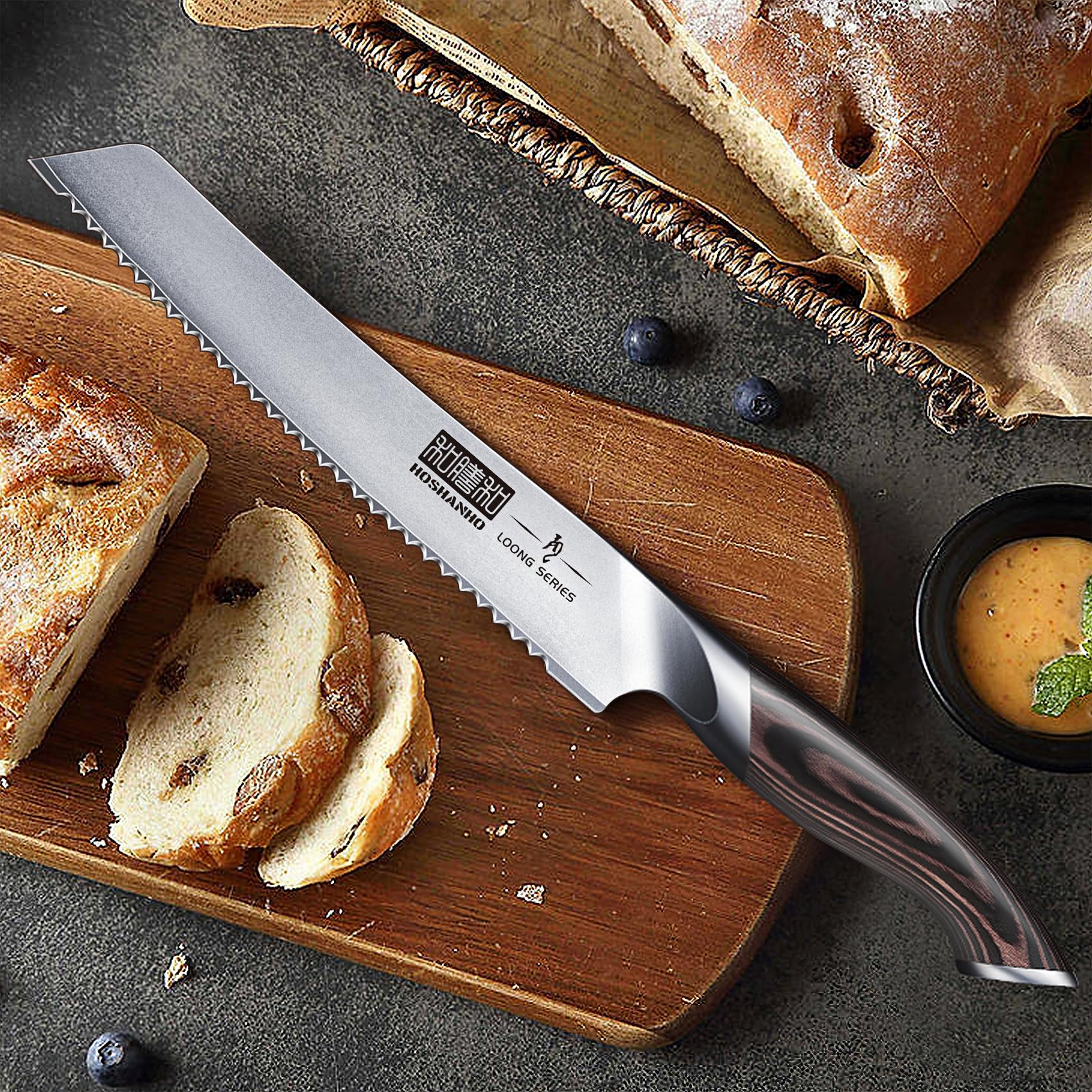 8 Inch Japanese High Carbon Stainless Steel Serrated Bread Knife - Professional Chef's Bread Cutting Tool for Homemade Loaves, Baguettes & Pastries | Ideal for Bakeries, Kitchens & Bread Lovers